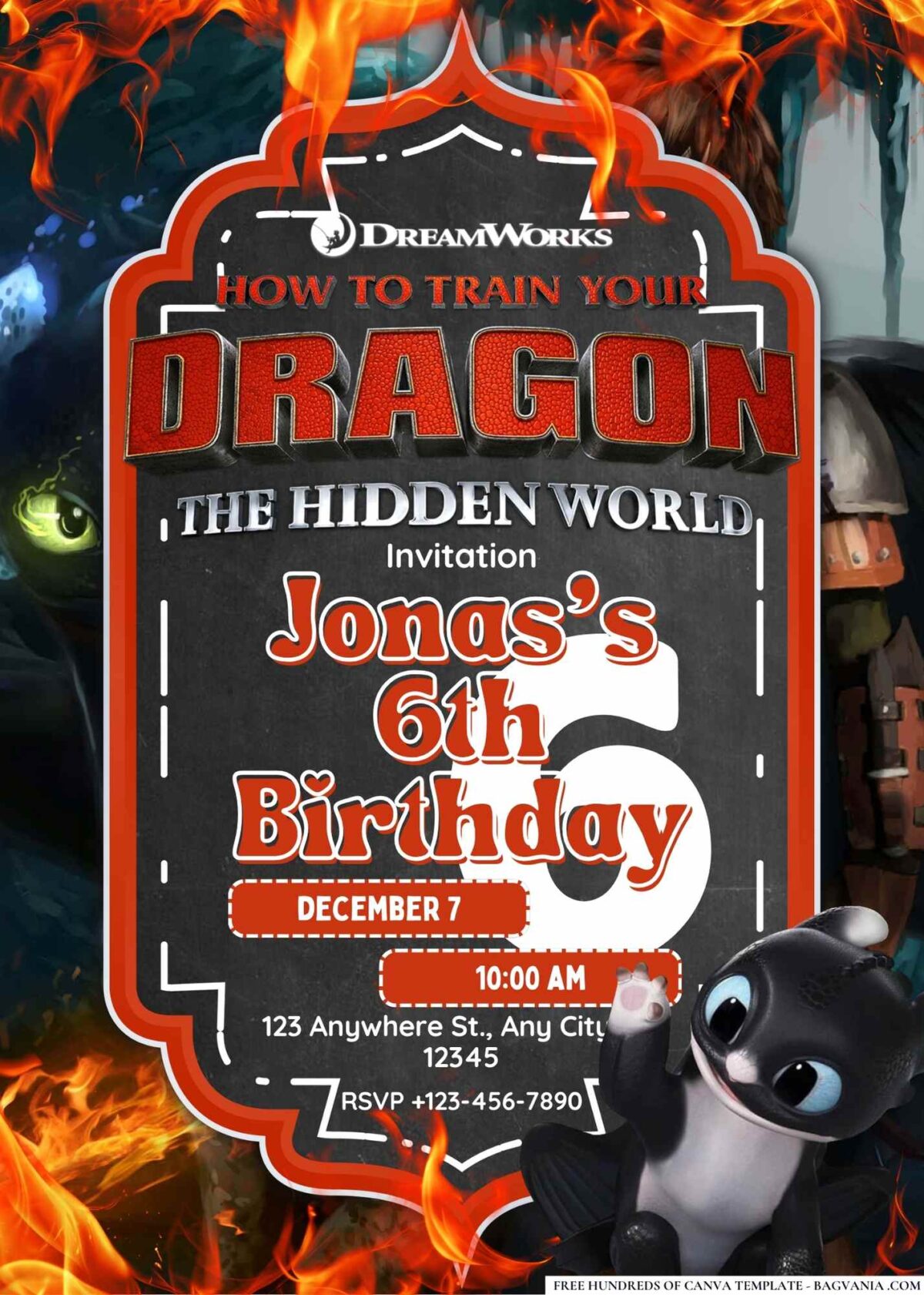 FREE Editable How to Train Your Dragon Birthday Invitations