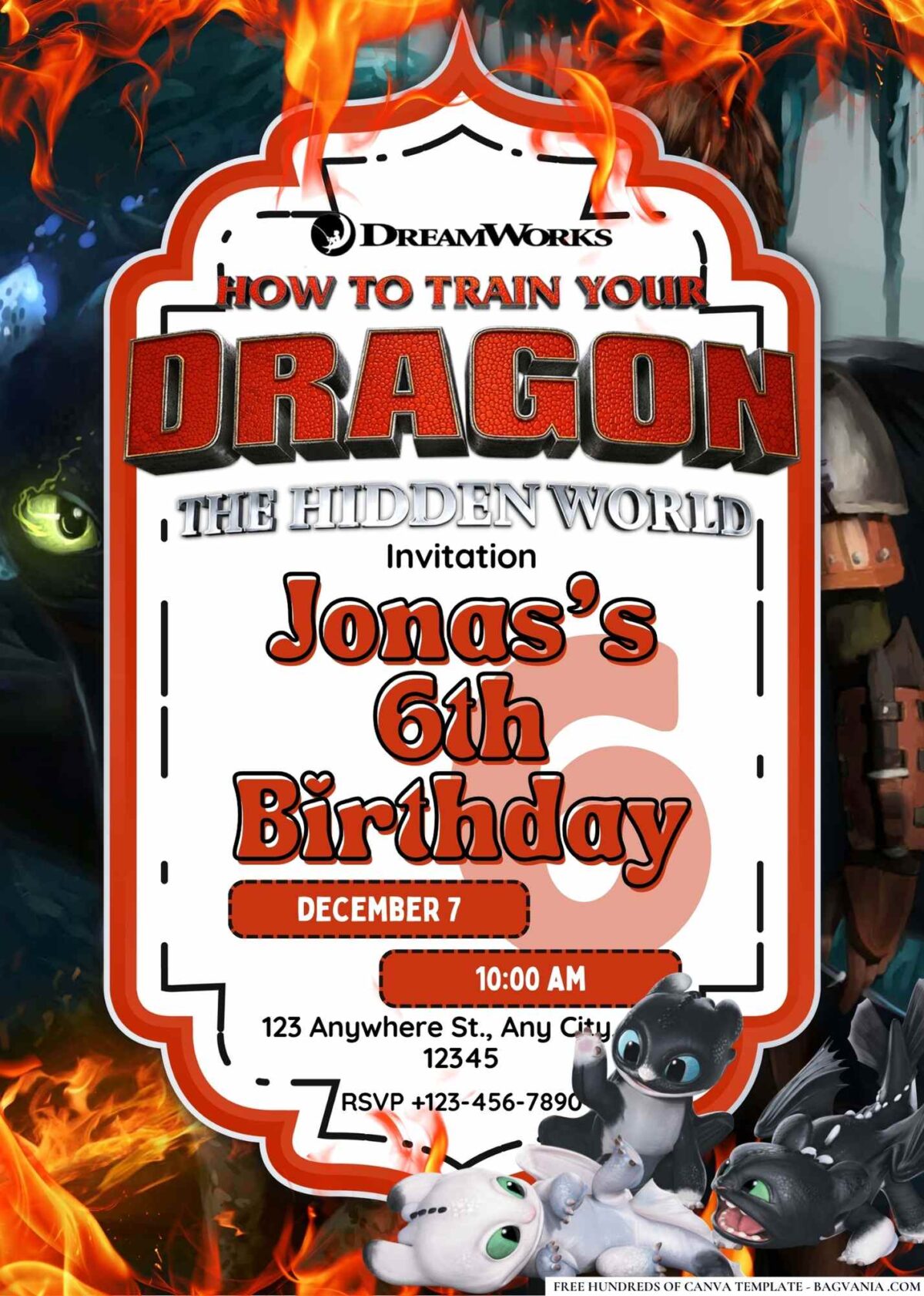 FREE Editable How to Train Your Dragon Birthday Invitations