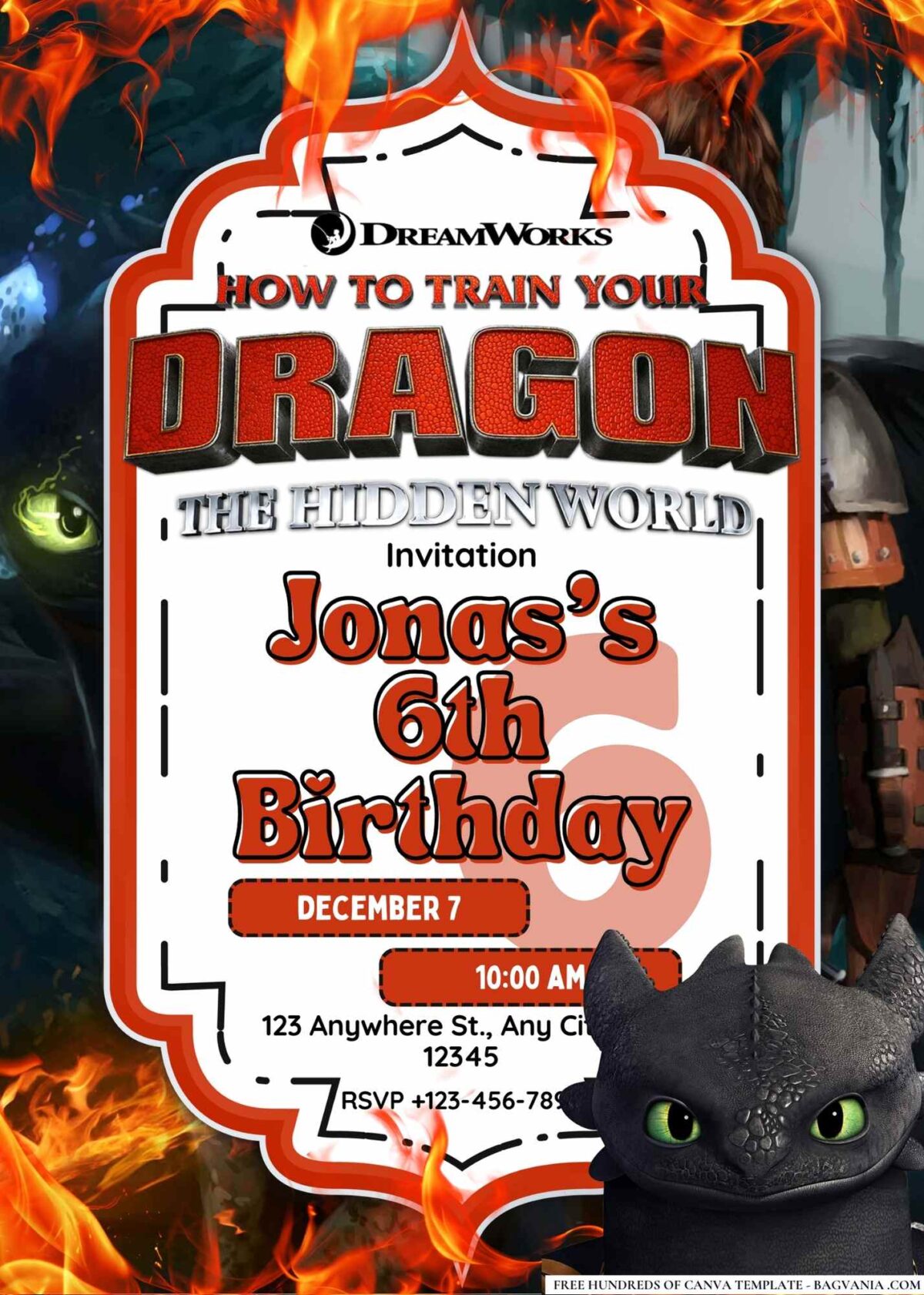 FREE Editable How to Train Your Dragon Birthday Invitations