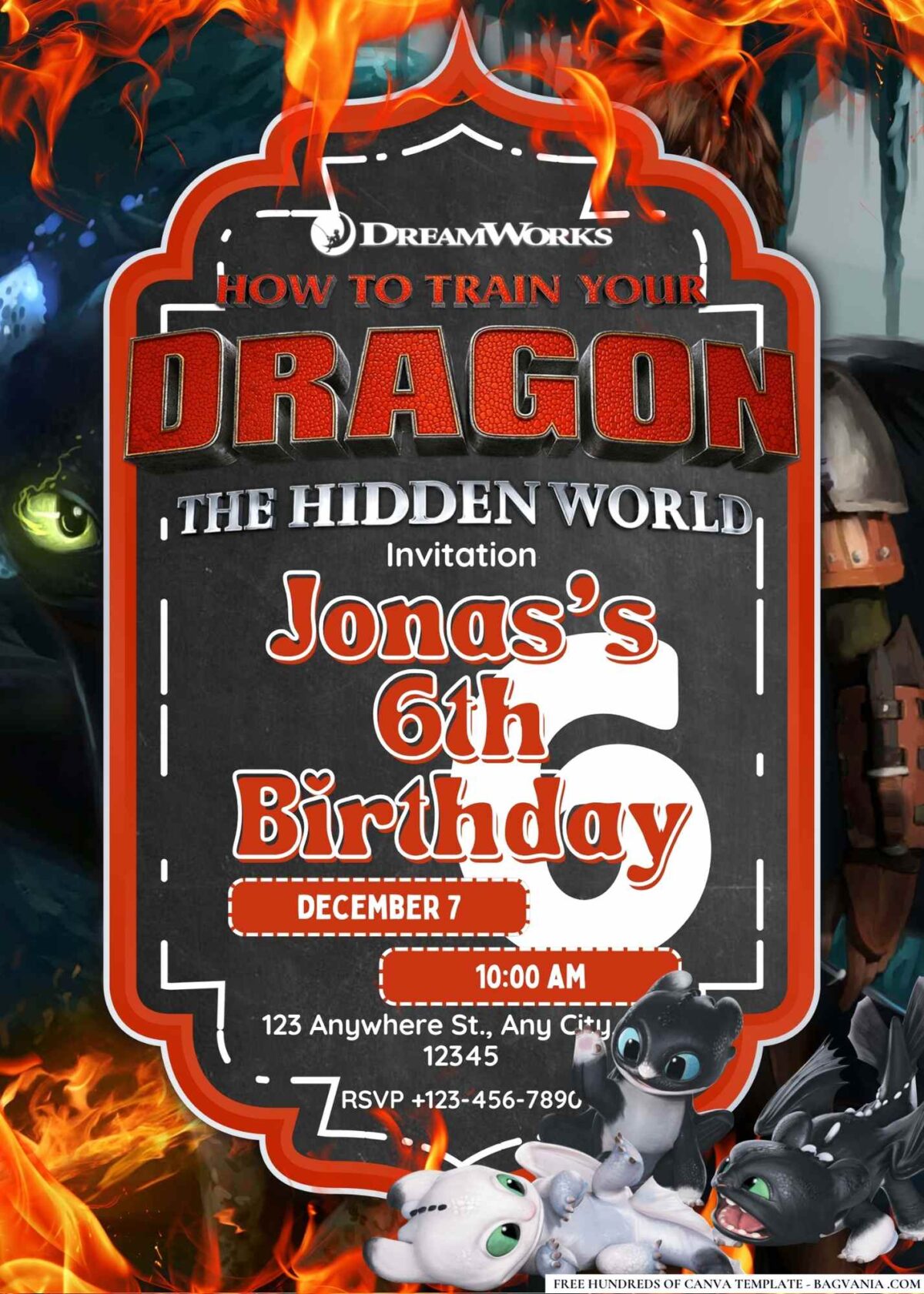 FREE Editable How to Train Your Dragon Birthday Invitations