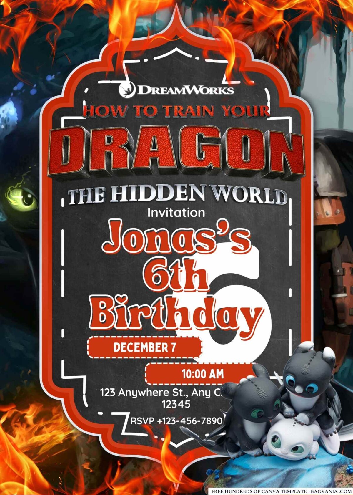 FREE Editable How to Train Your Dragon Birthday Invitations