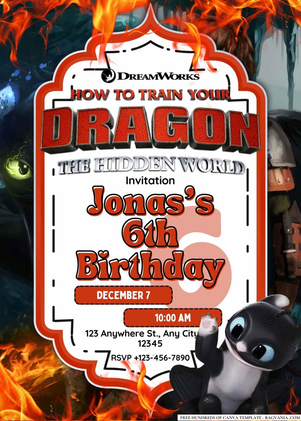 FREE Editable How to Train Your Dragon Birthday Invitations