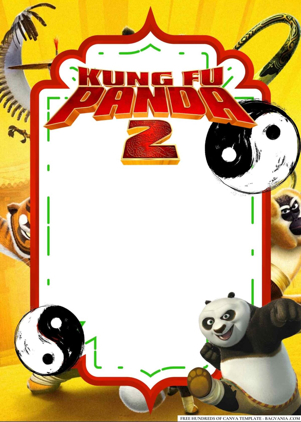 FREE Editable Kung Fu Panda 2 Birthday Invitations