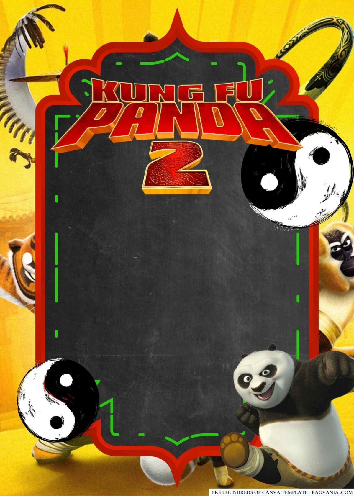 FREE Editable Kung Fu Panda 2 Birthday Invitations