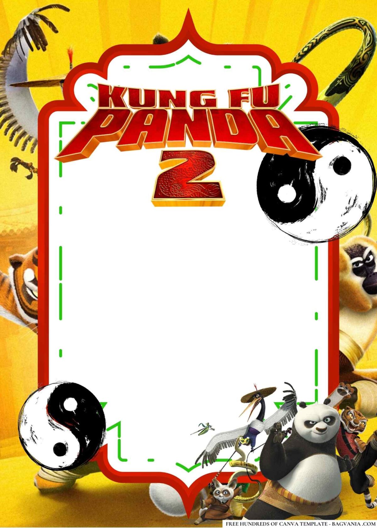 FREE Editable Kung Fu Panda 2 Birthday Invitations