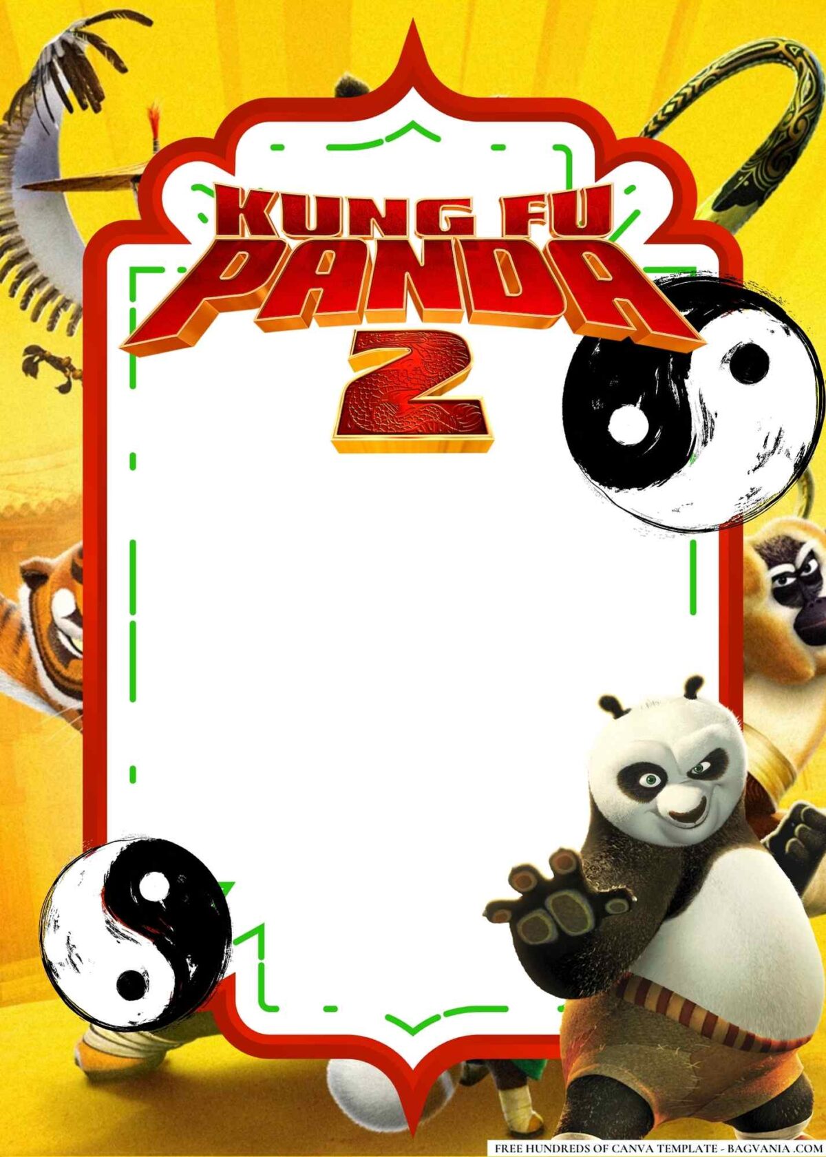 FREE Editable Kung Fu Panda 2 Birthday Invitations