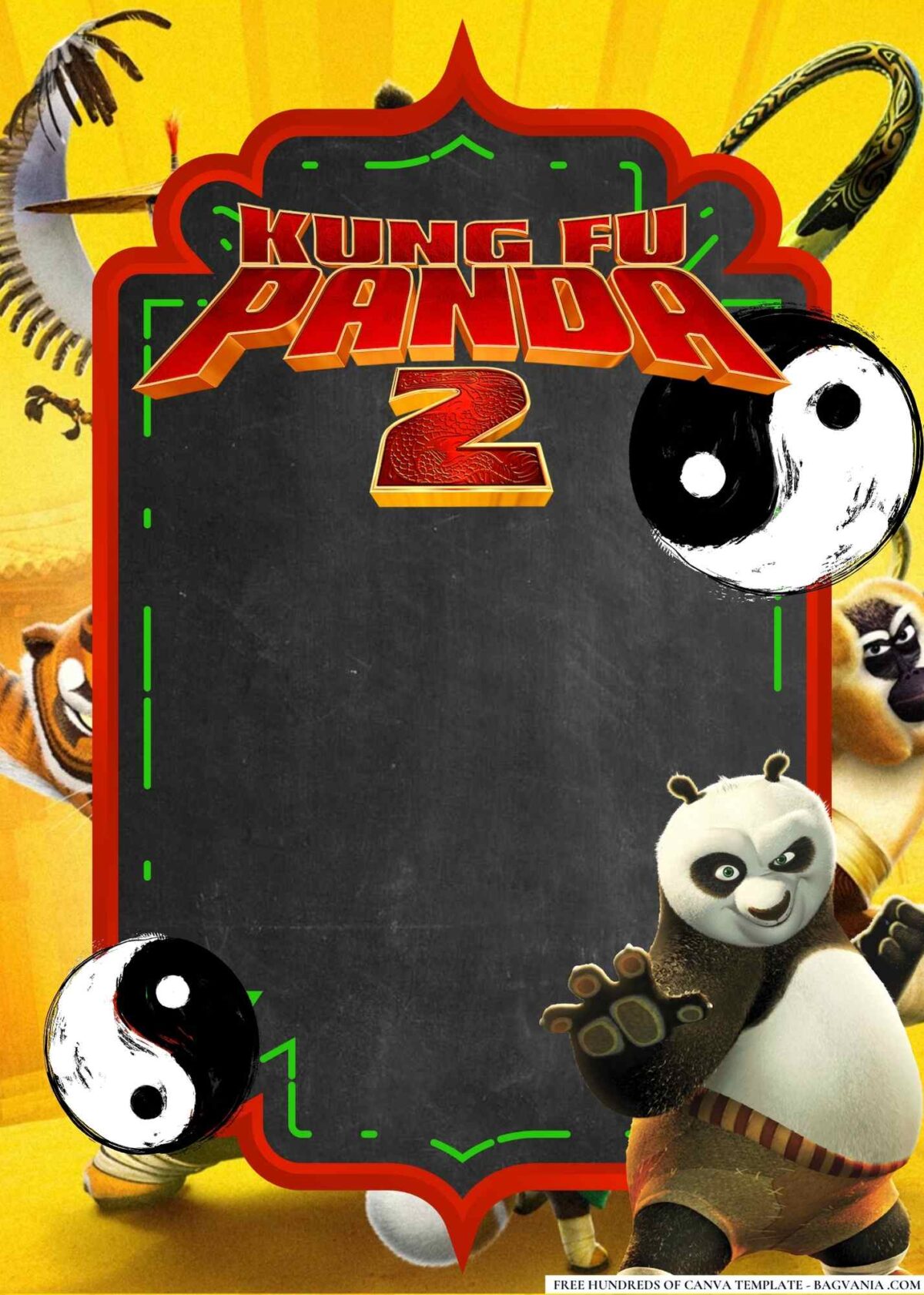 FREE Editable Kung Fu Panda 2 Birthday Invitations