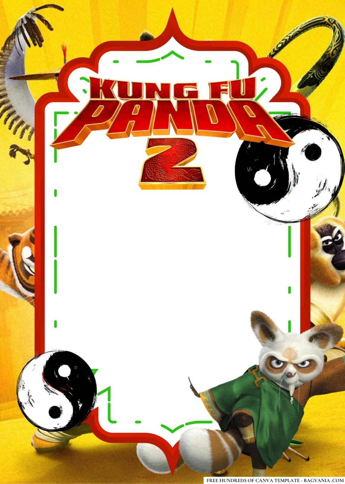 FREE Editable Kung Fu Panda 2 Birthday Invitations