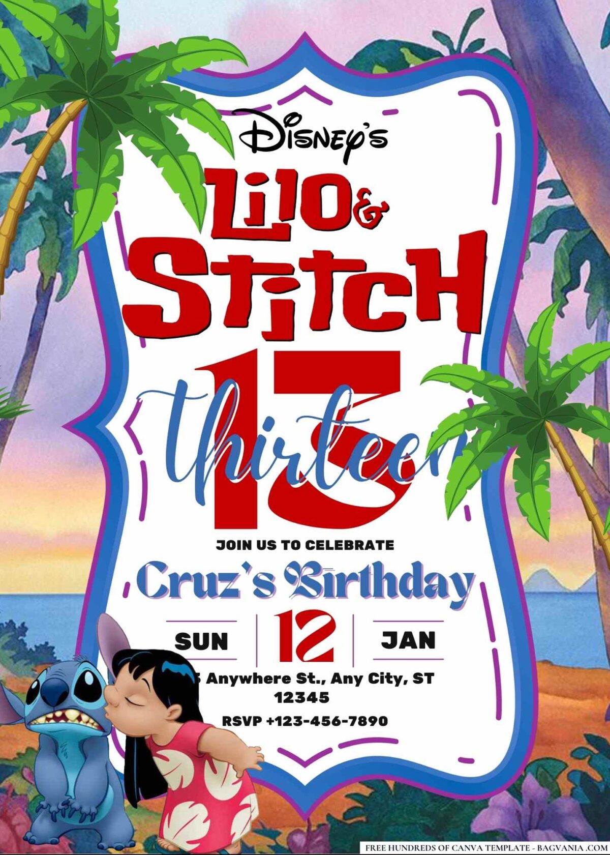 FREE Editable Lilo & Stitch Birthday Invitations