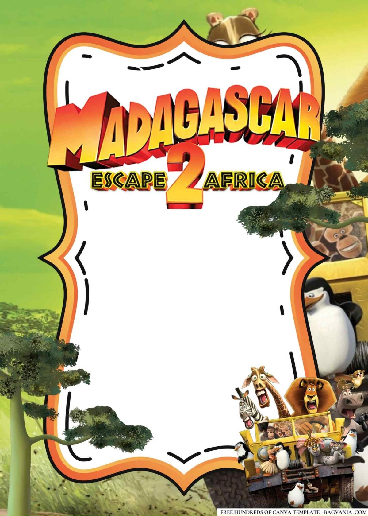 FREE Editable Madagascar Birthday Invitations
