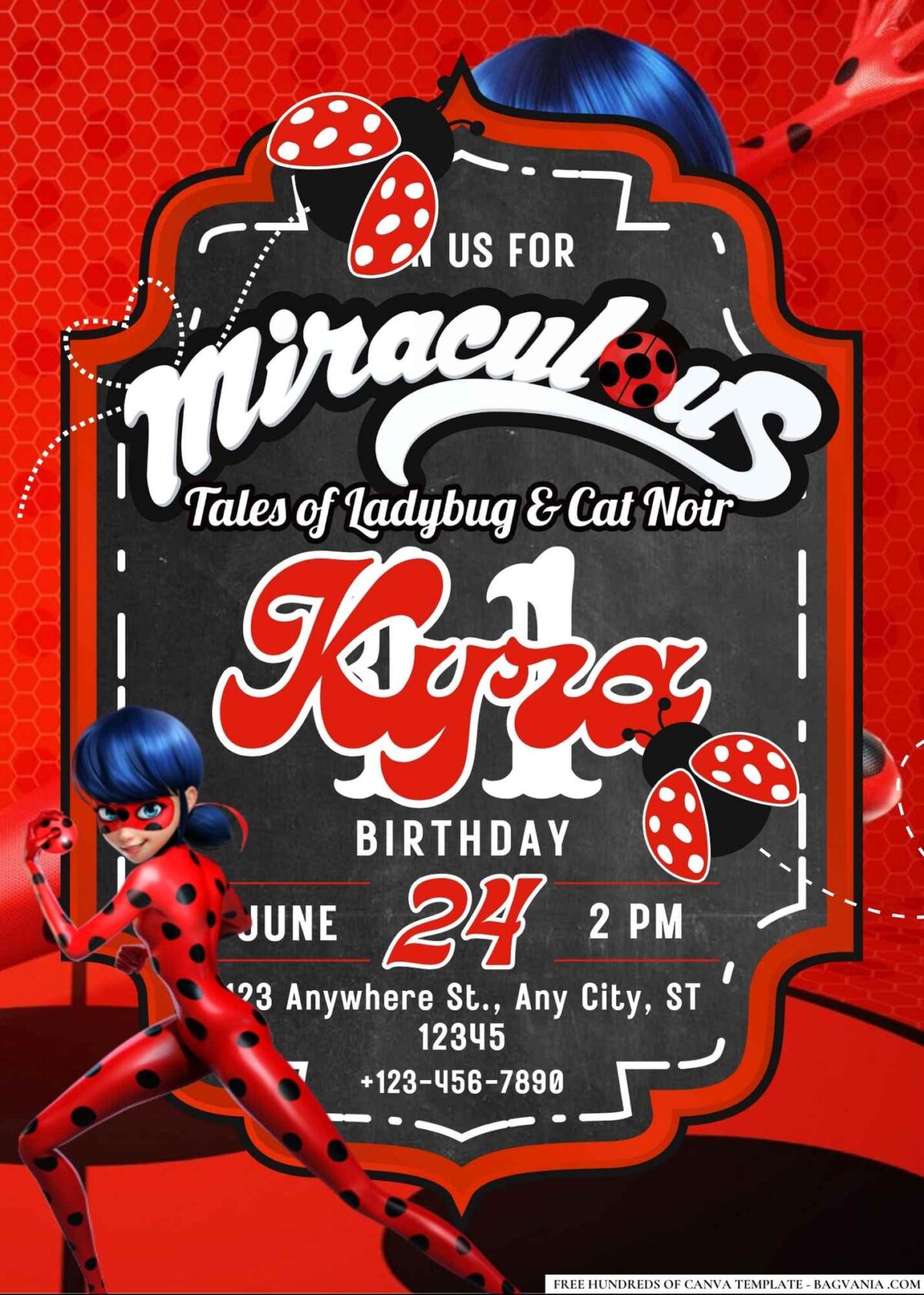 FREE Editable Tales of Ladybug & Cat Noir Birthday Invitations