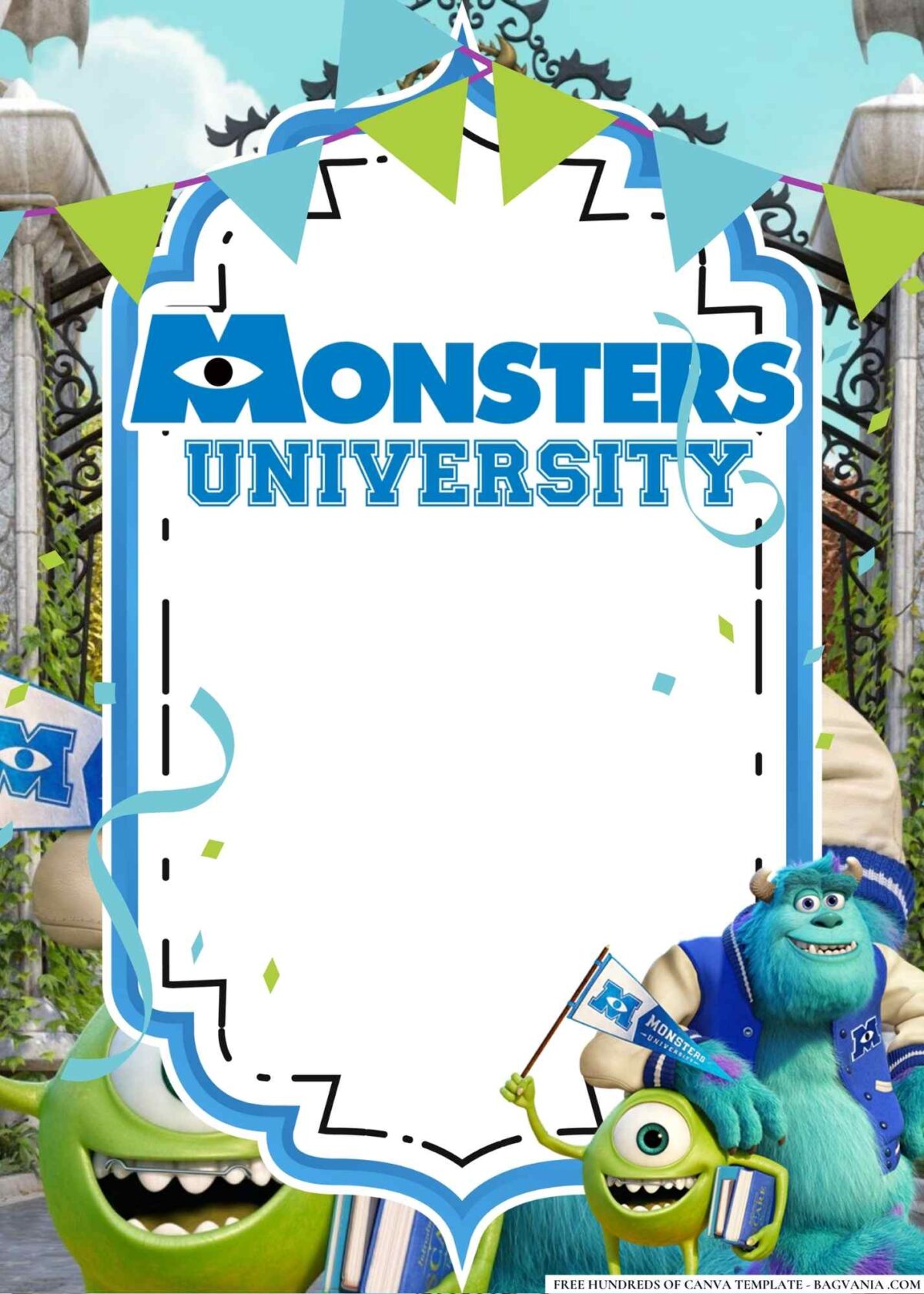 FREE Editable Monsters University Birthday Invitations