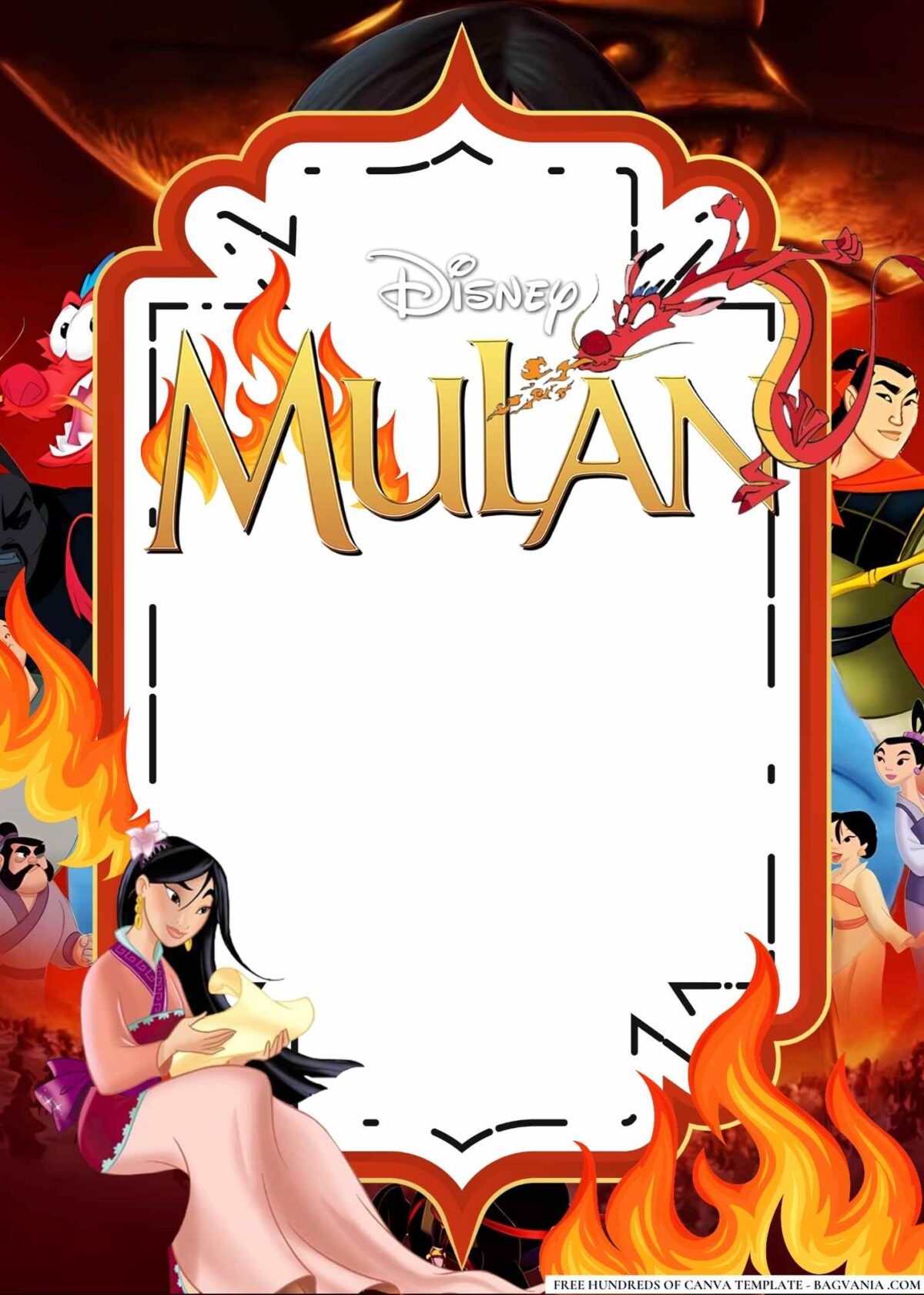 FREE Editable Mulan Birthday Invitations