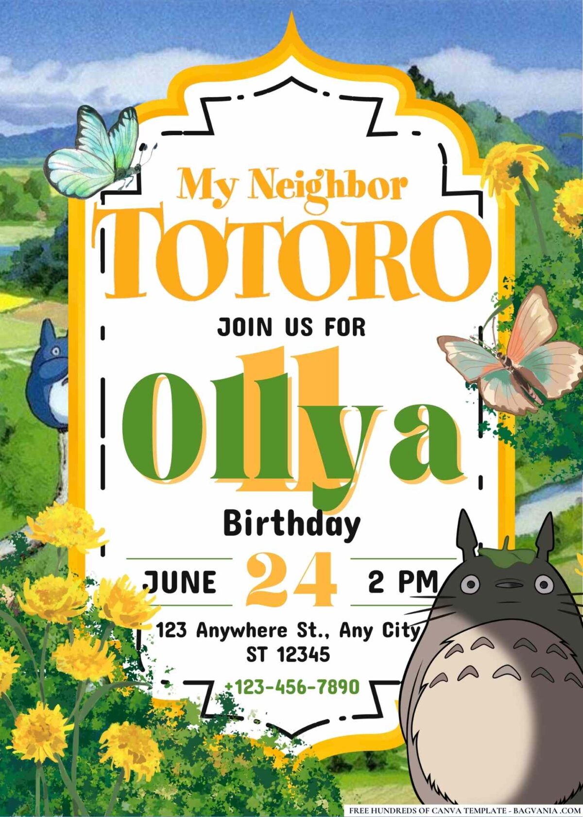 FREE Editable My Neighbor Totoro Birthday Invitations