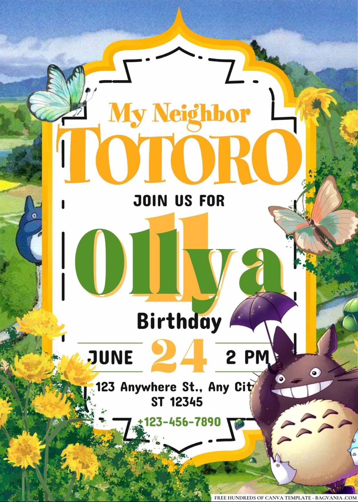FREE Editable My Neighbor Totoro Birthday Invitations