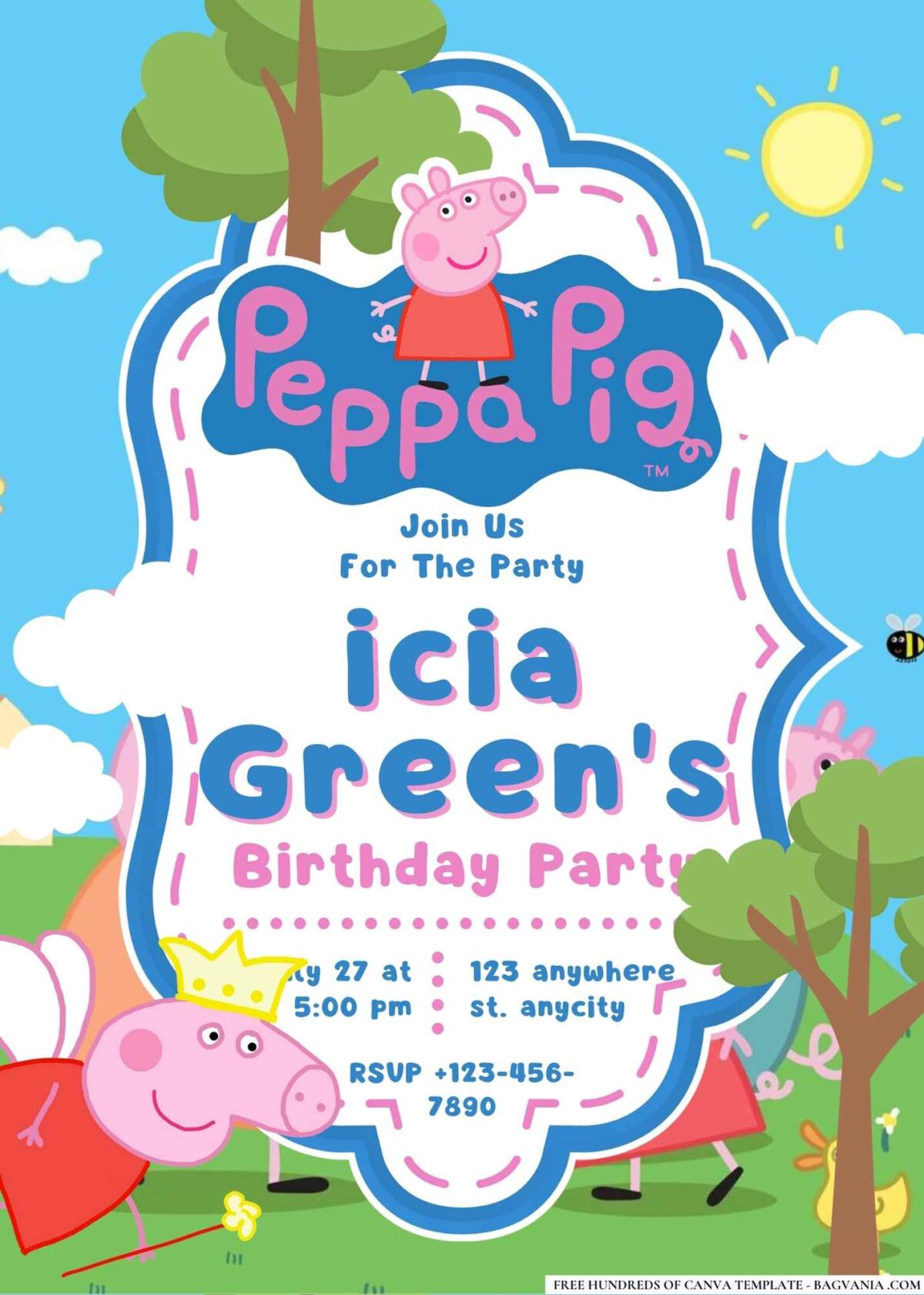 FREE Editable Peppa Pig Birthday Invitations