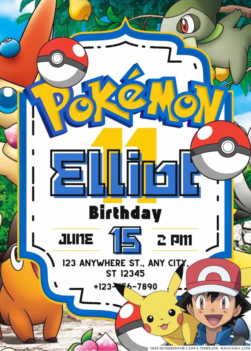 FREE Editable Pokémon Birthday Invitations | Bagvania