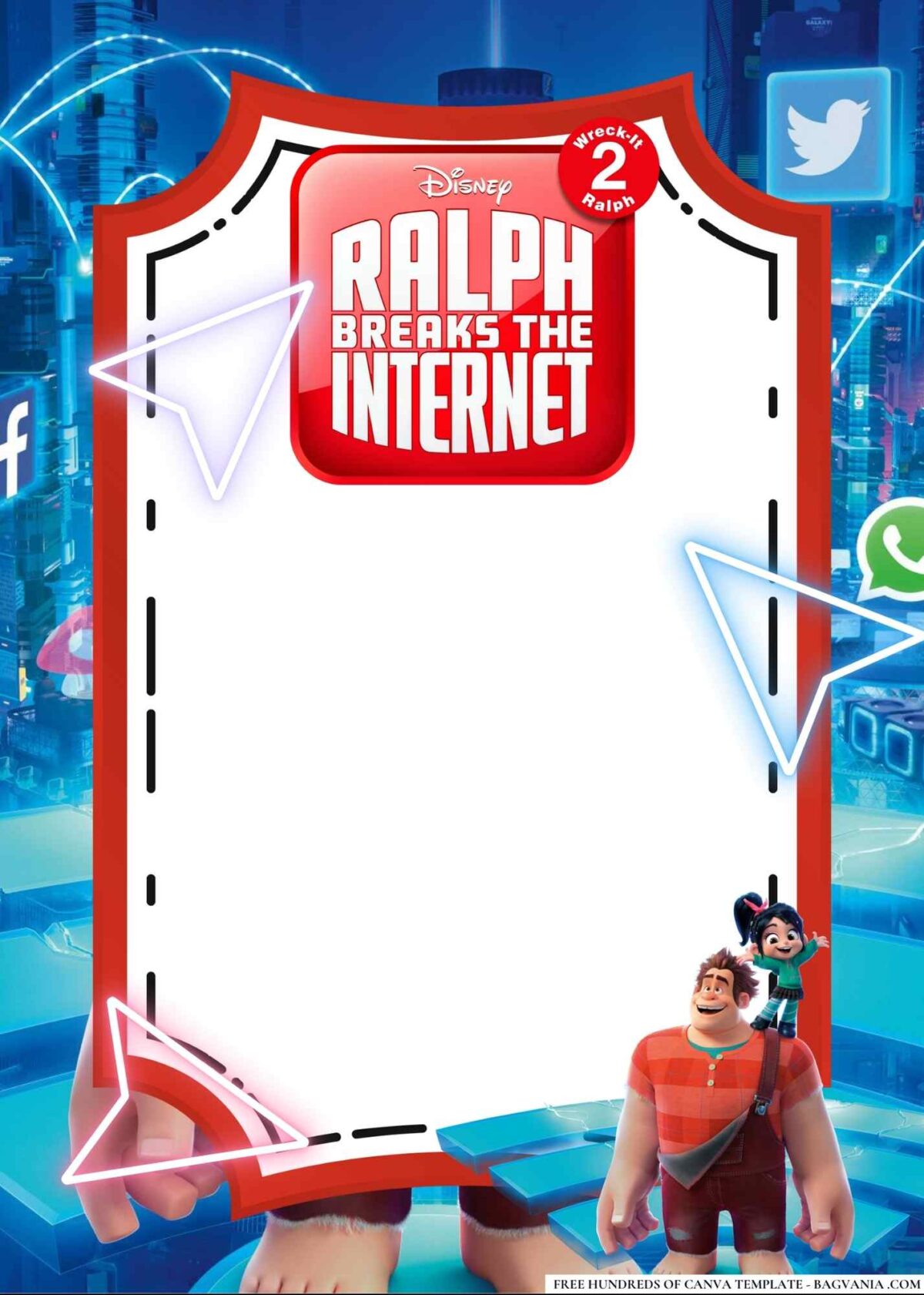 FREE Editable Ralph Breaks the Internet Birthday Invitations