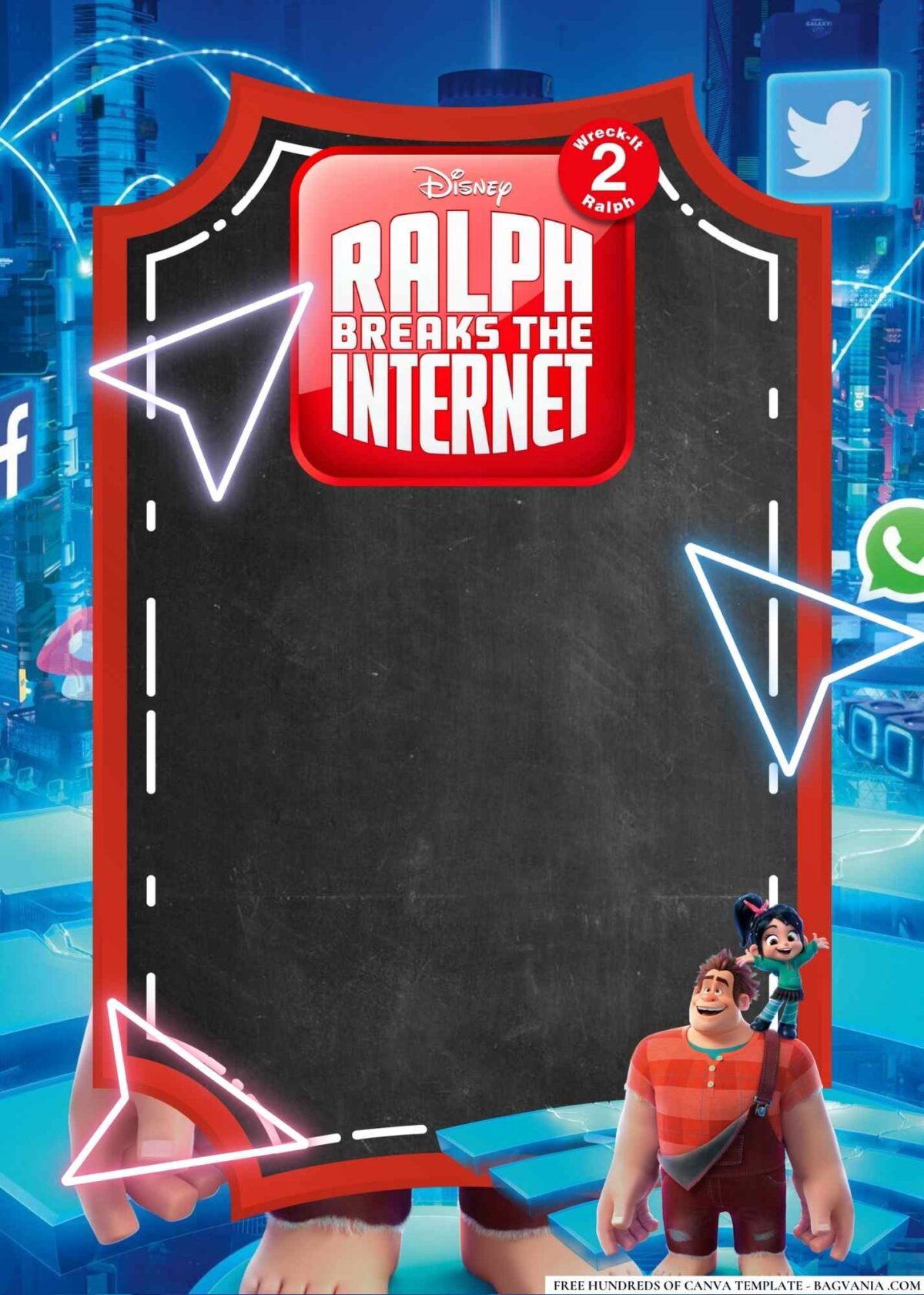 FREE Editable Ralph Breaks the Internet Birthday Invitations