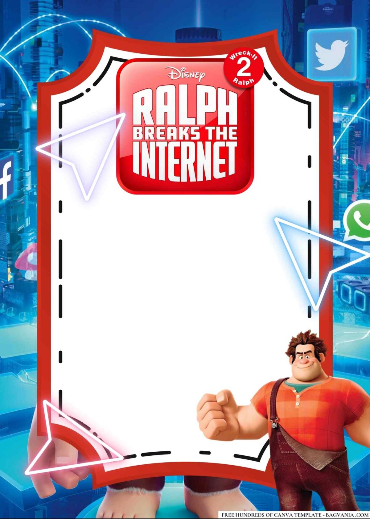 FREE Editable Ralph Breaks the Internet Birthday Invitations