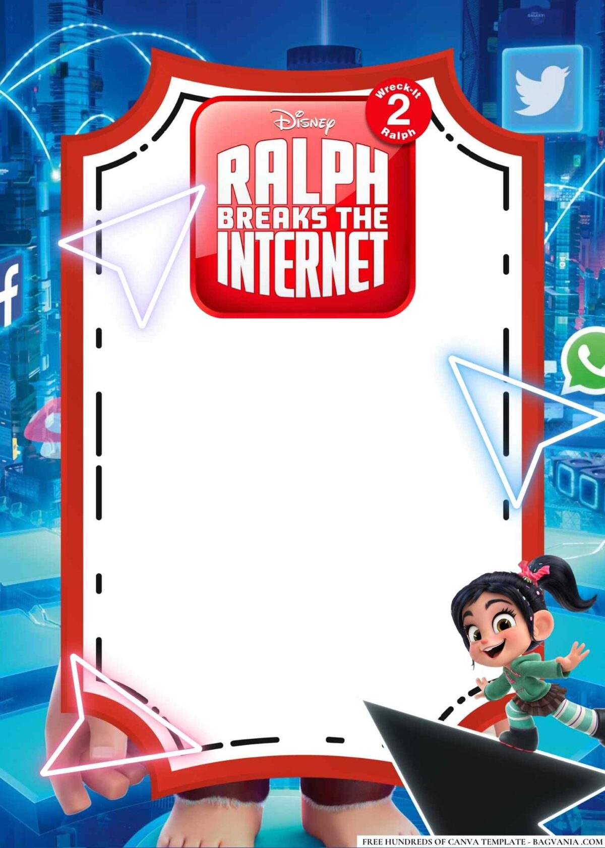 FREE Editable Ralph Breaks the Internet Birthday Invitations