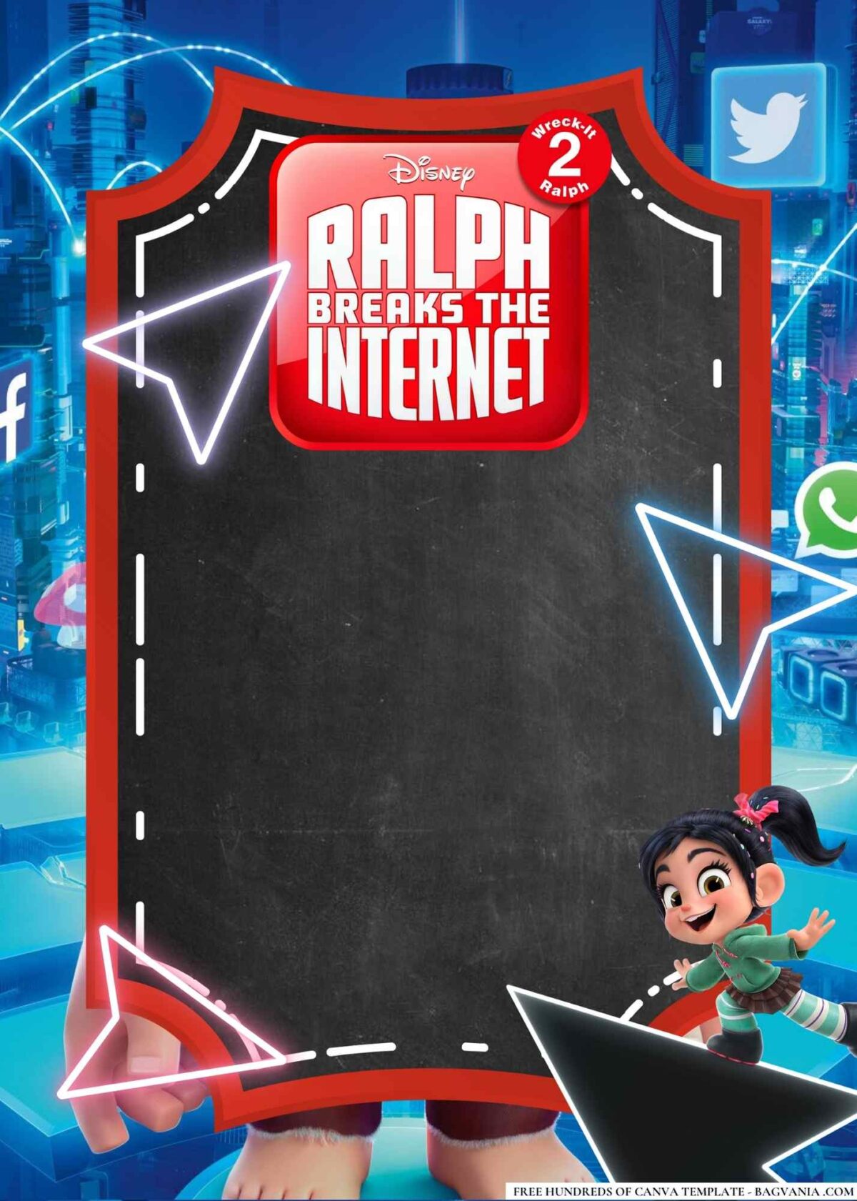 FREE Editable Ralph Breaks the Internet Birthday Invitations