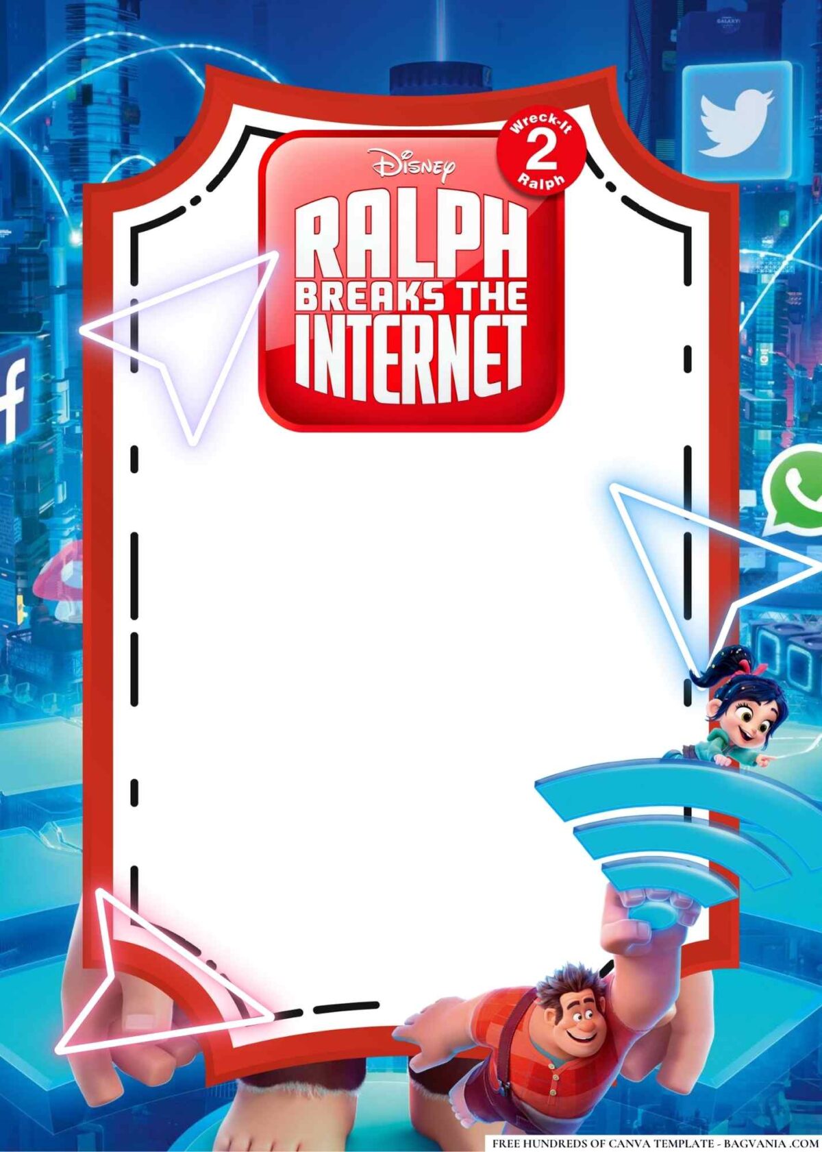 FREE Editable Ralph Breaks the Internet Birthday Invitations