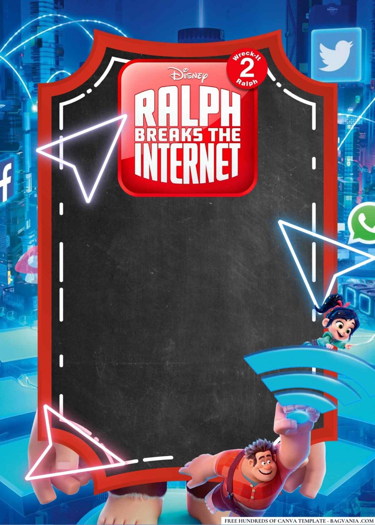 FREE Editable Ralph Breaks the Internet Birthday Invitations