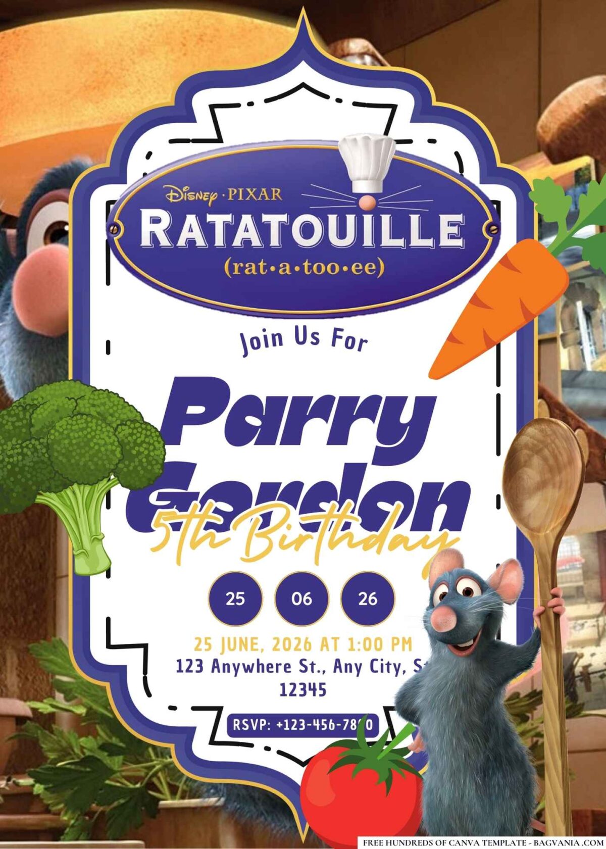 FREE Editable Ratatouille Birthday Invitations