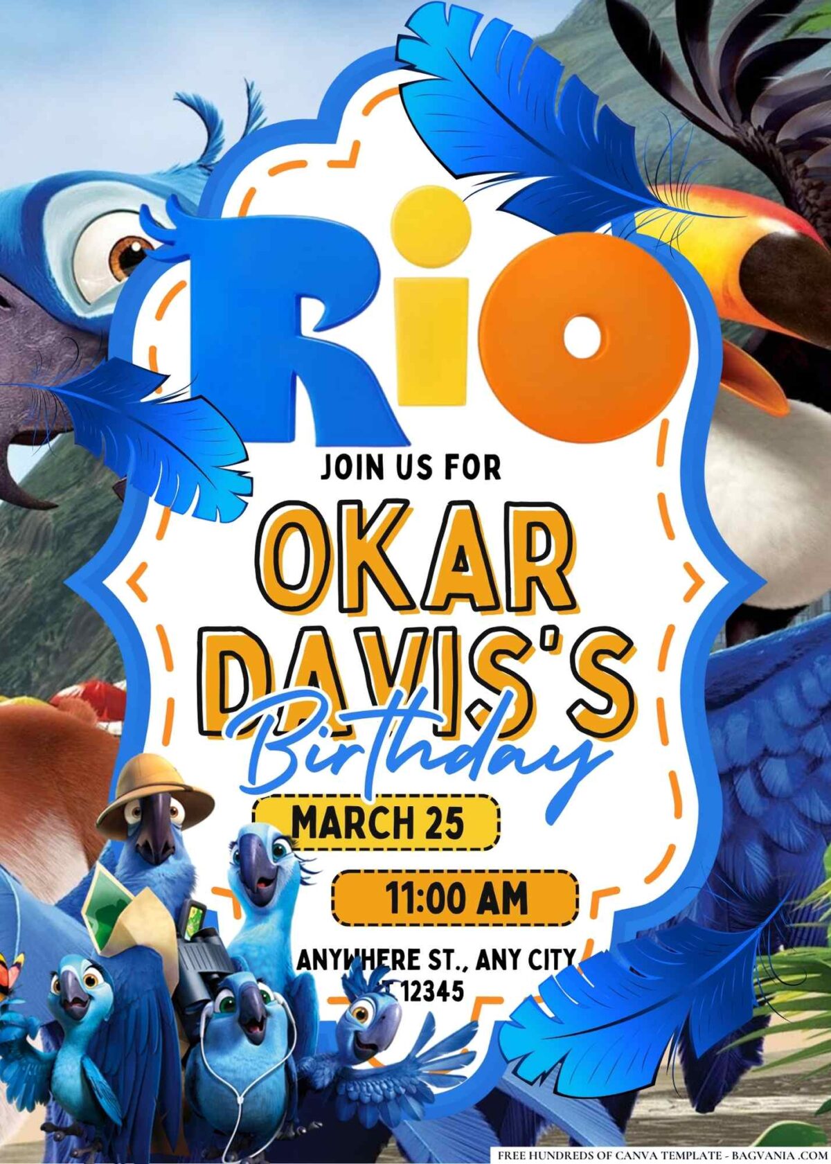 FREE Editable Rio Birthday Invitations