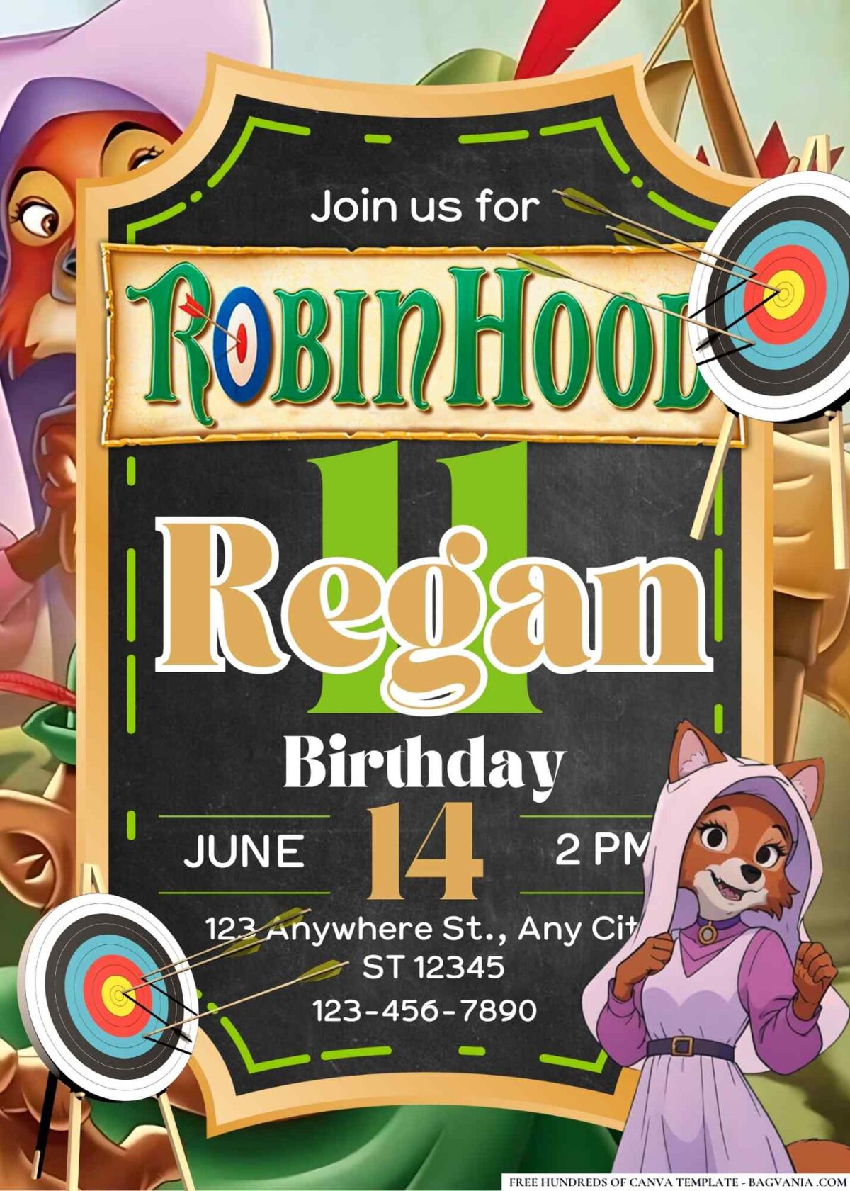 FREE Editable Robin Hood Birthday Invitations