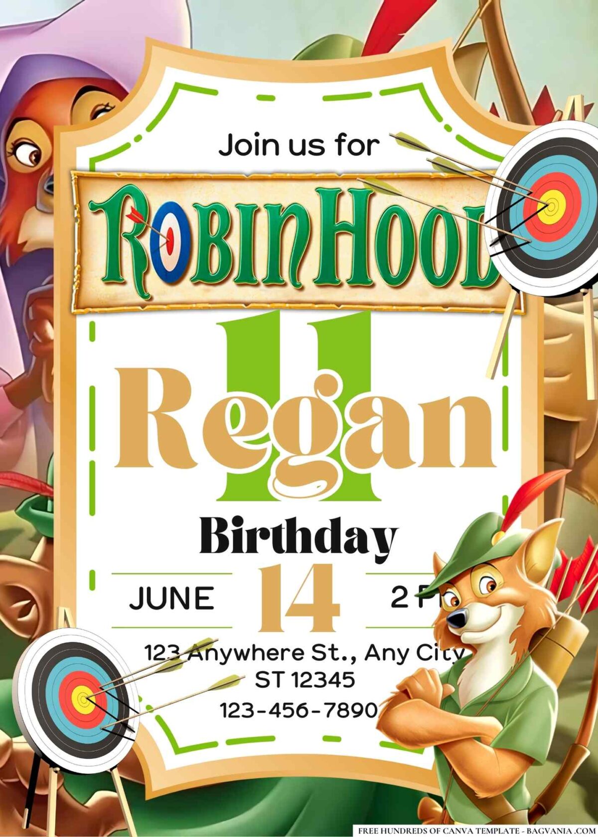 FREE Editable Robin Hood Birthday Invitations