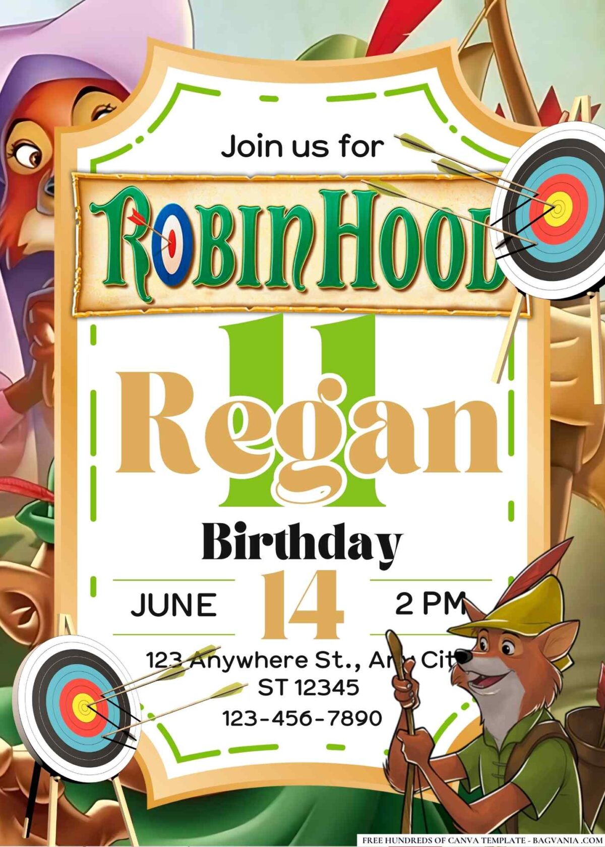 FREE Editable Robin Hood Birthday Invitations