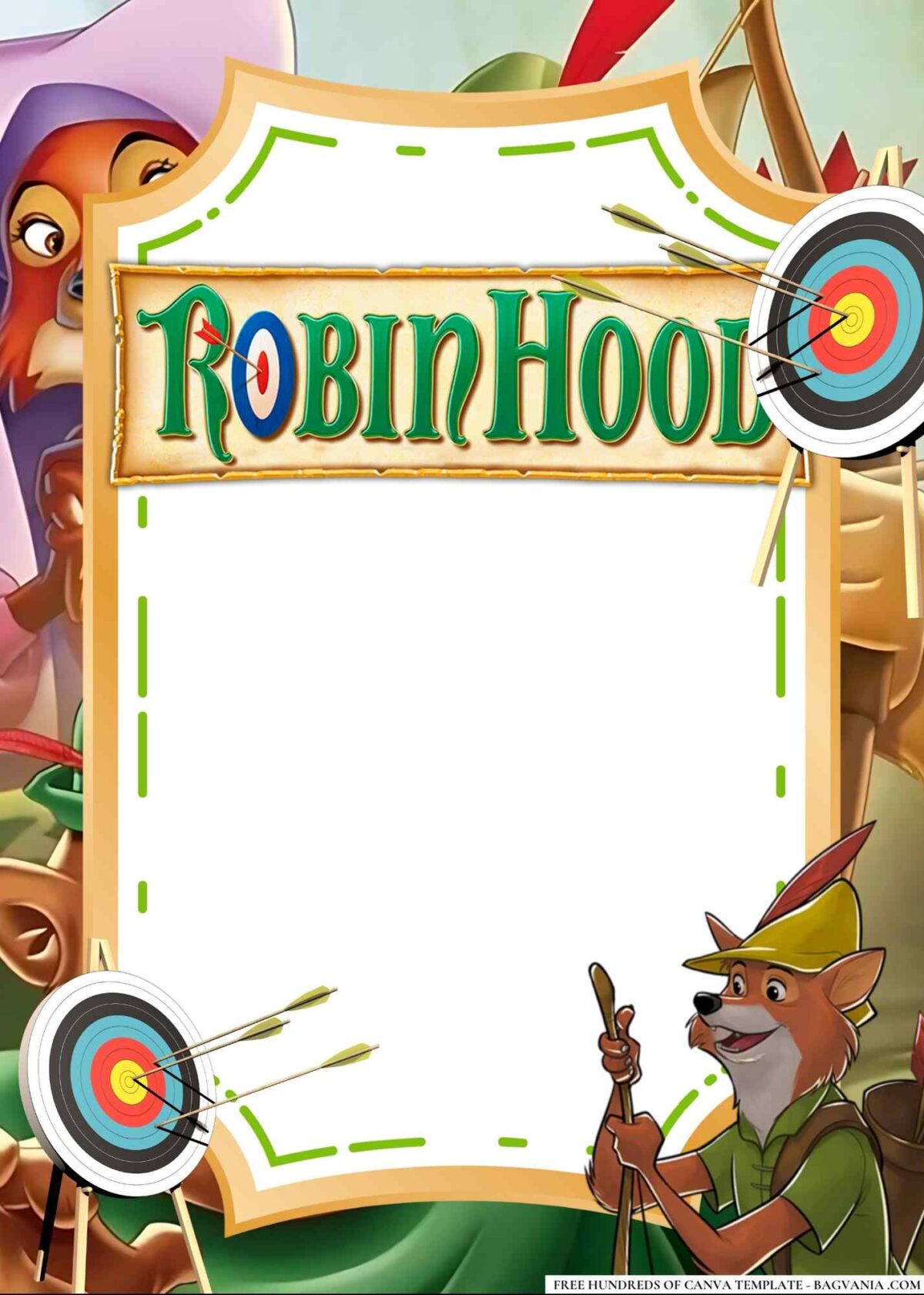 FREE Editable Robin Hood Birthday Invitations