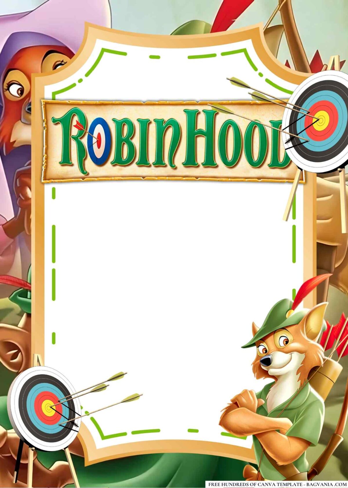 FREE Editable Robin Hood Birthday Invitations