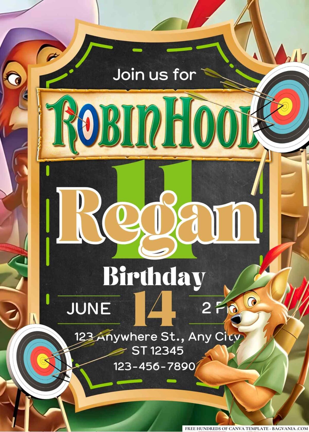 FREE Editable Robin Hood Birthday Invitations