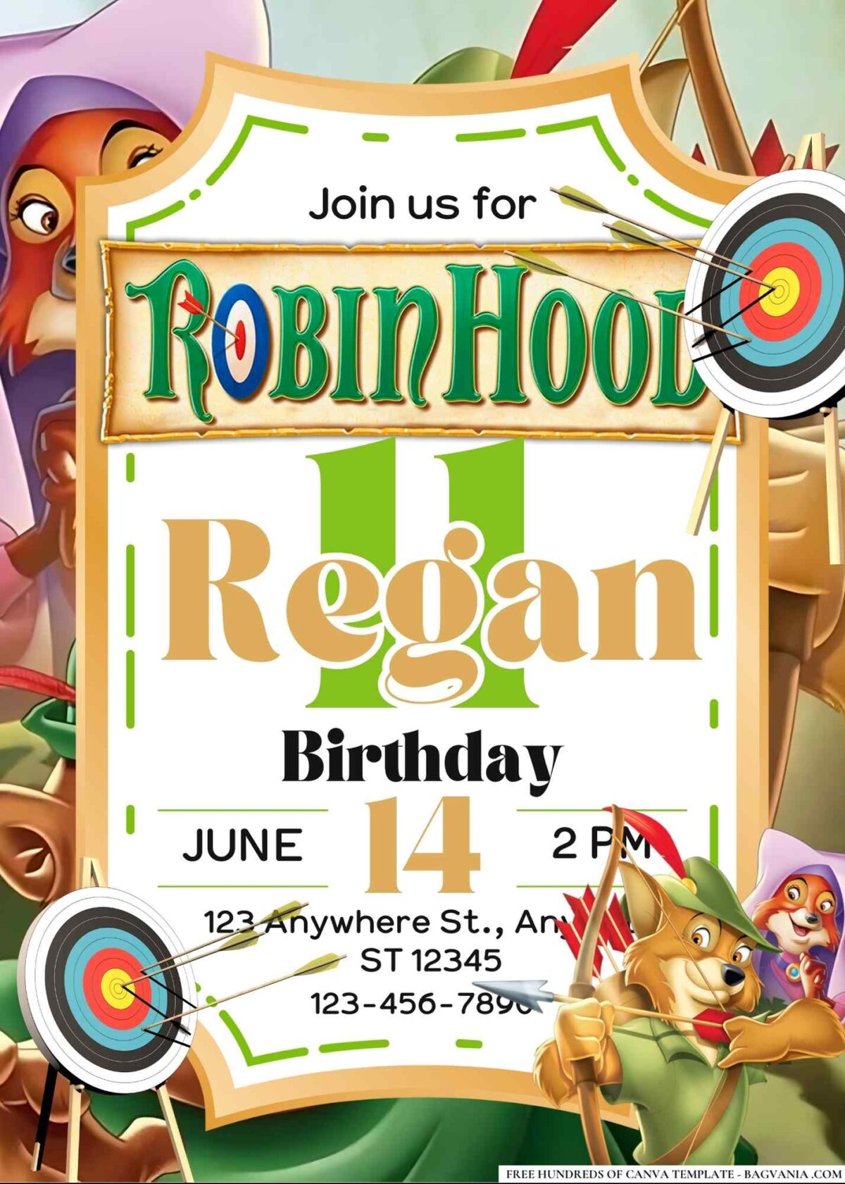 FREE Editable Robin Hood Birthday Invitations