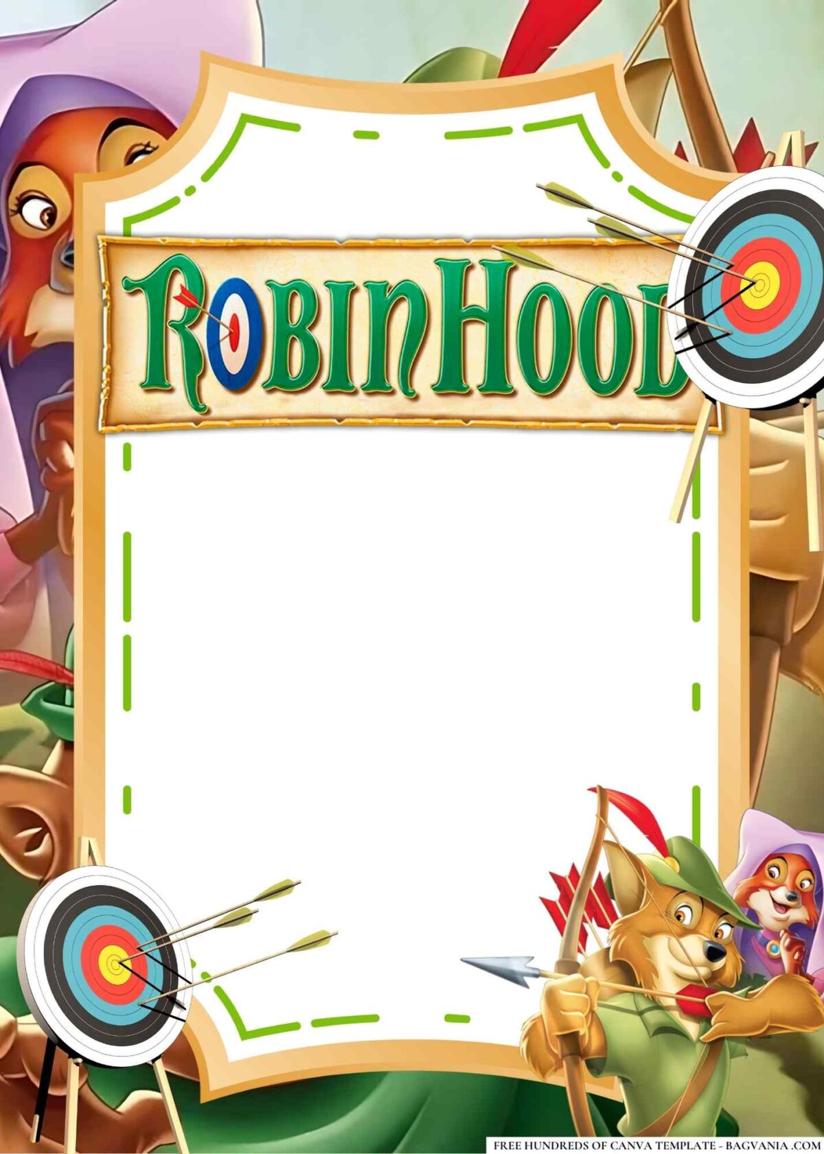 FREE Editable Robin Hood Birthday Invitations