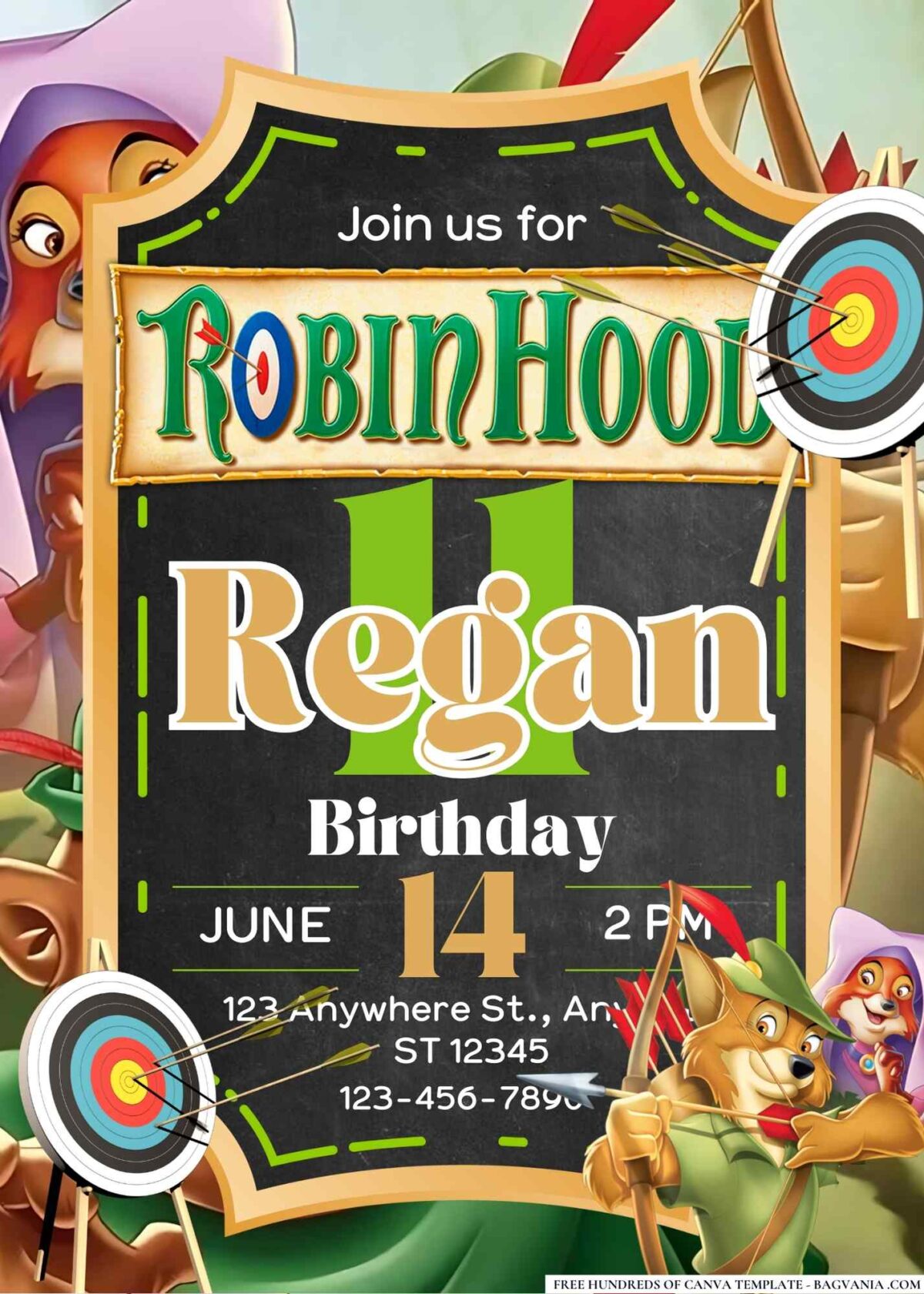 FREE Editable Robin Hood Birthday Invitations