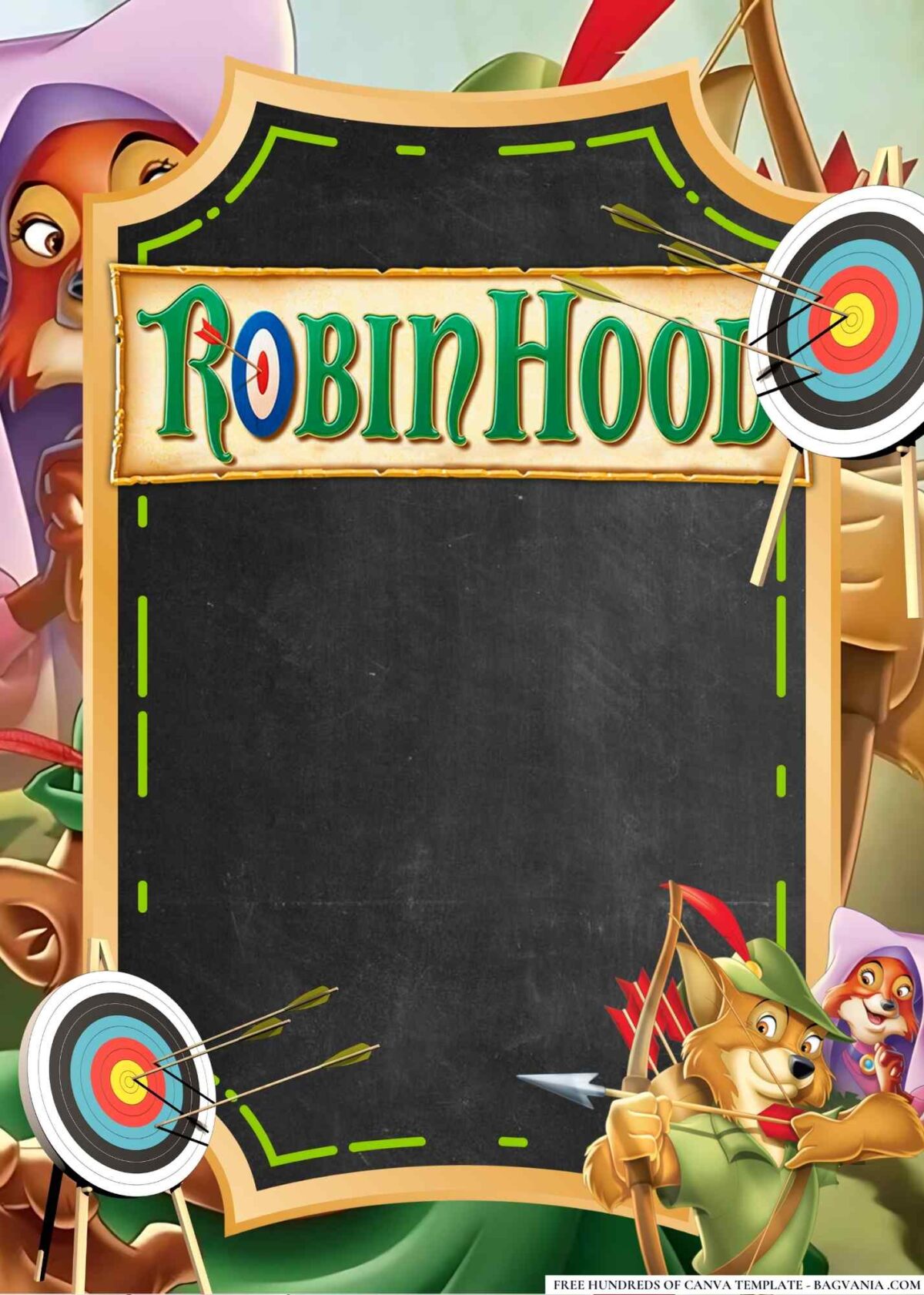 FREE Editable Robin Hood Birthday Invitations