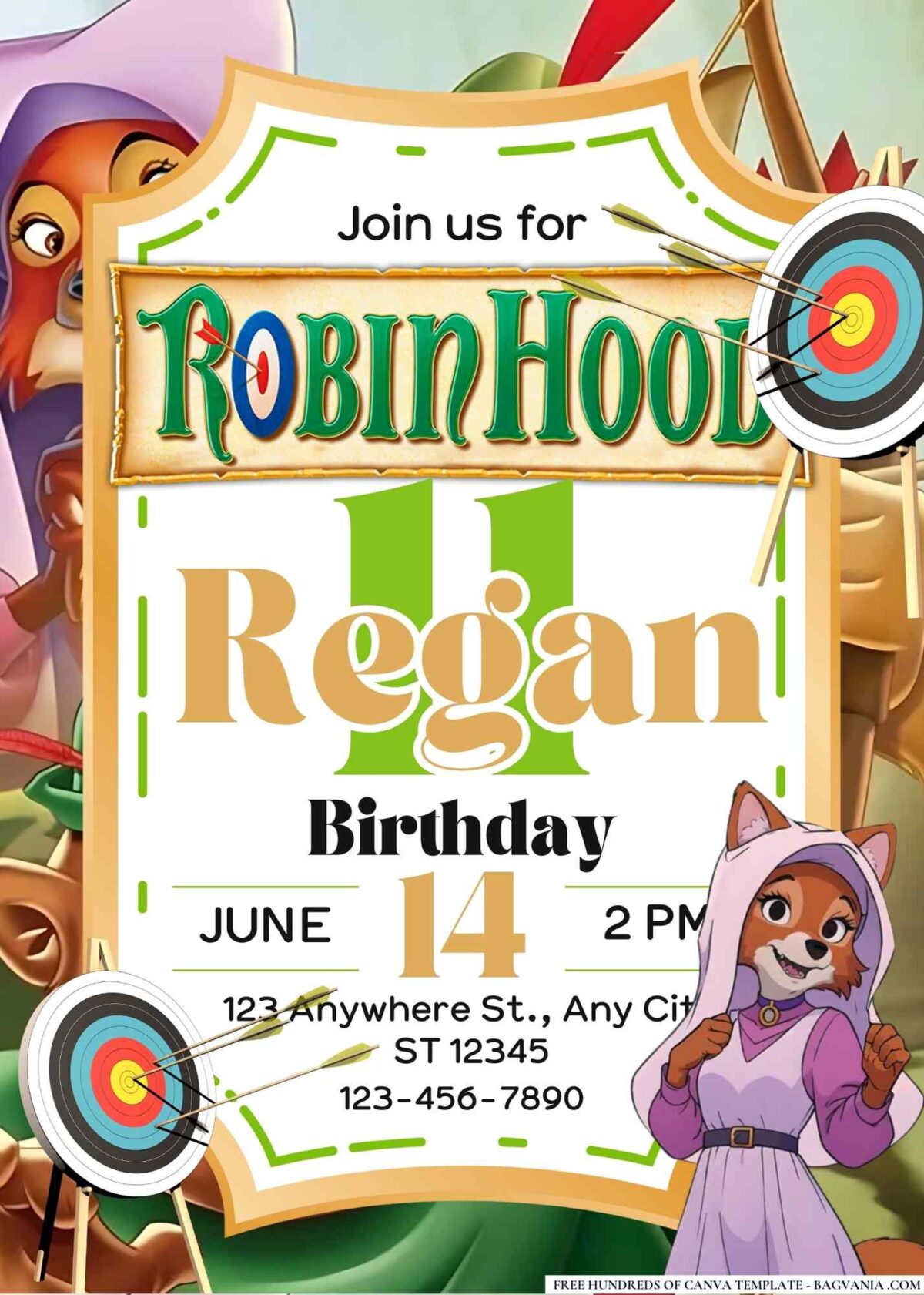 FREE Editable Robin Hood Birthday Invitations