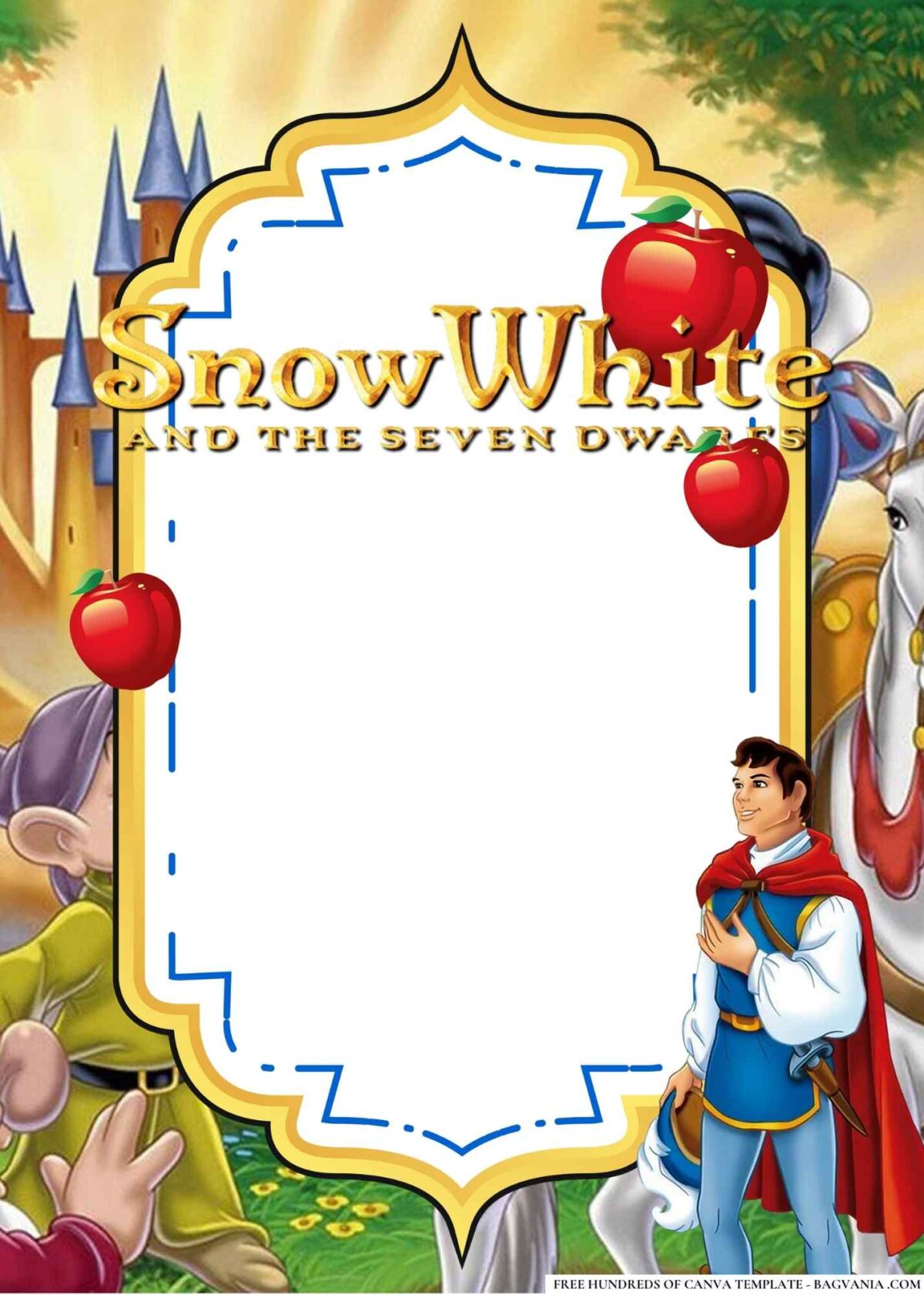 FREE Editable Snow White and the Seven Dwarfs Birthday Invitations