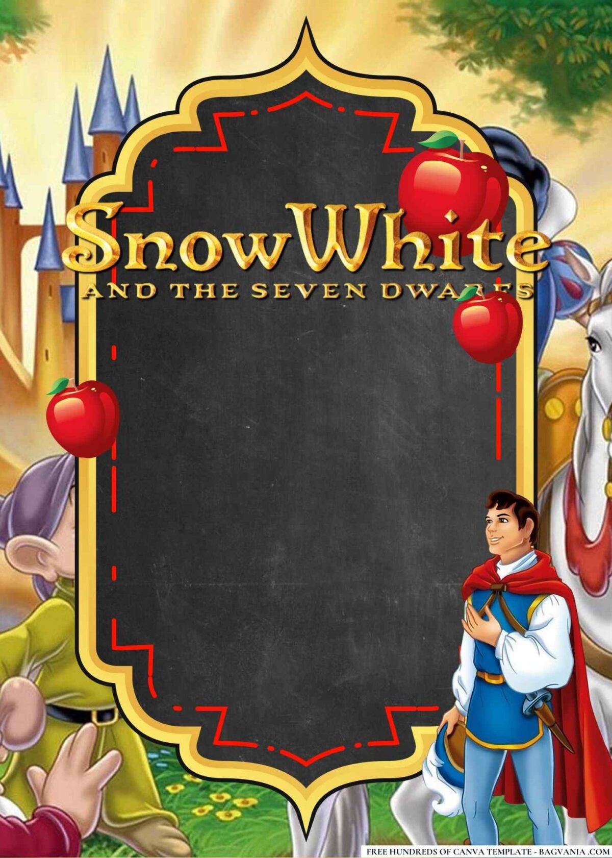 FREE Editable Snow White and the Seven Dwarfs Birthday Invitations