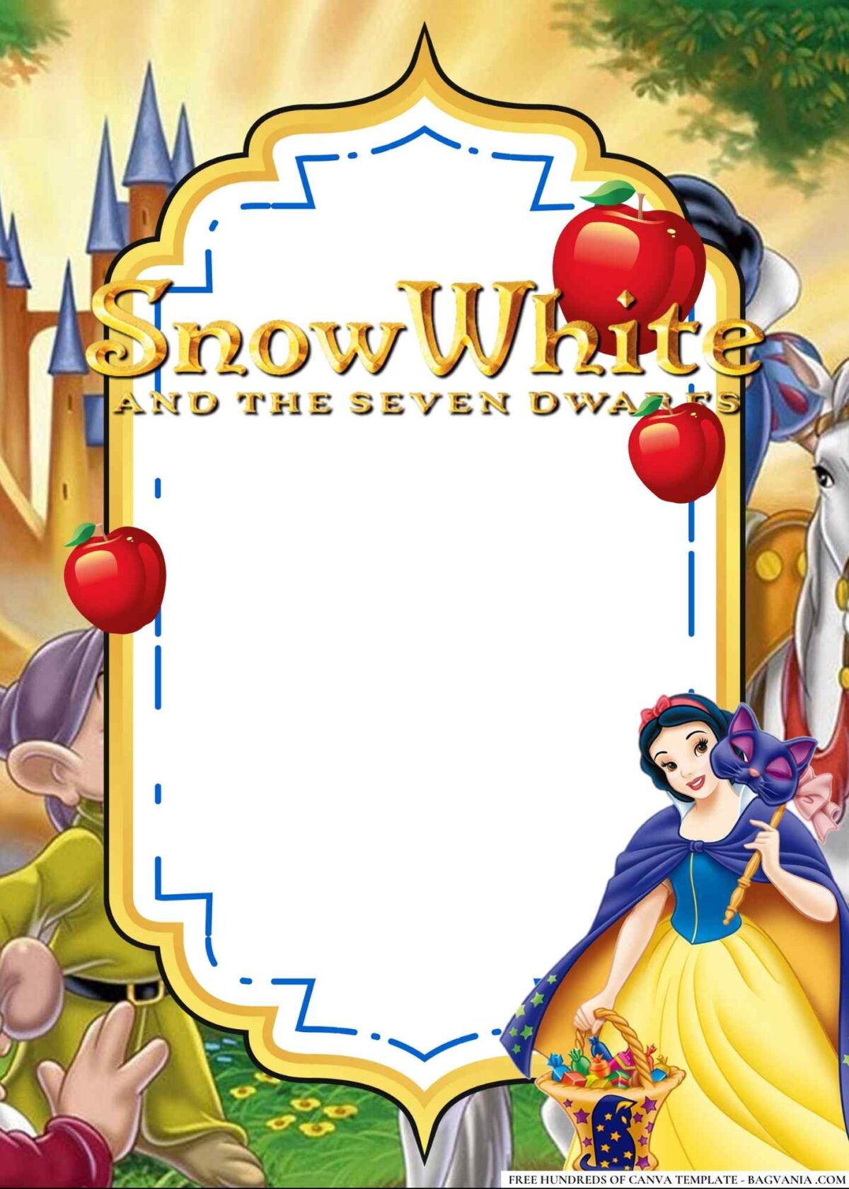 FREE Editable Snow White and the Seven Dwarfs Birthday Invitations