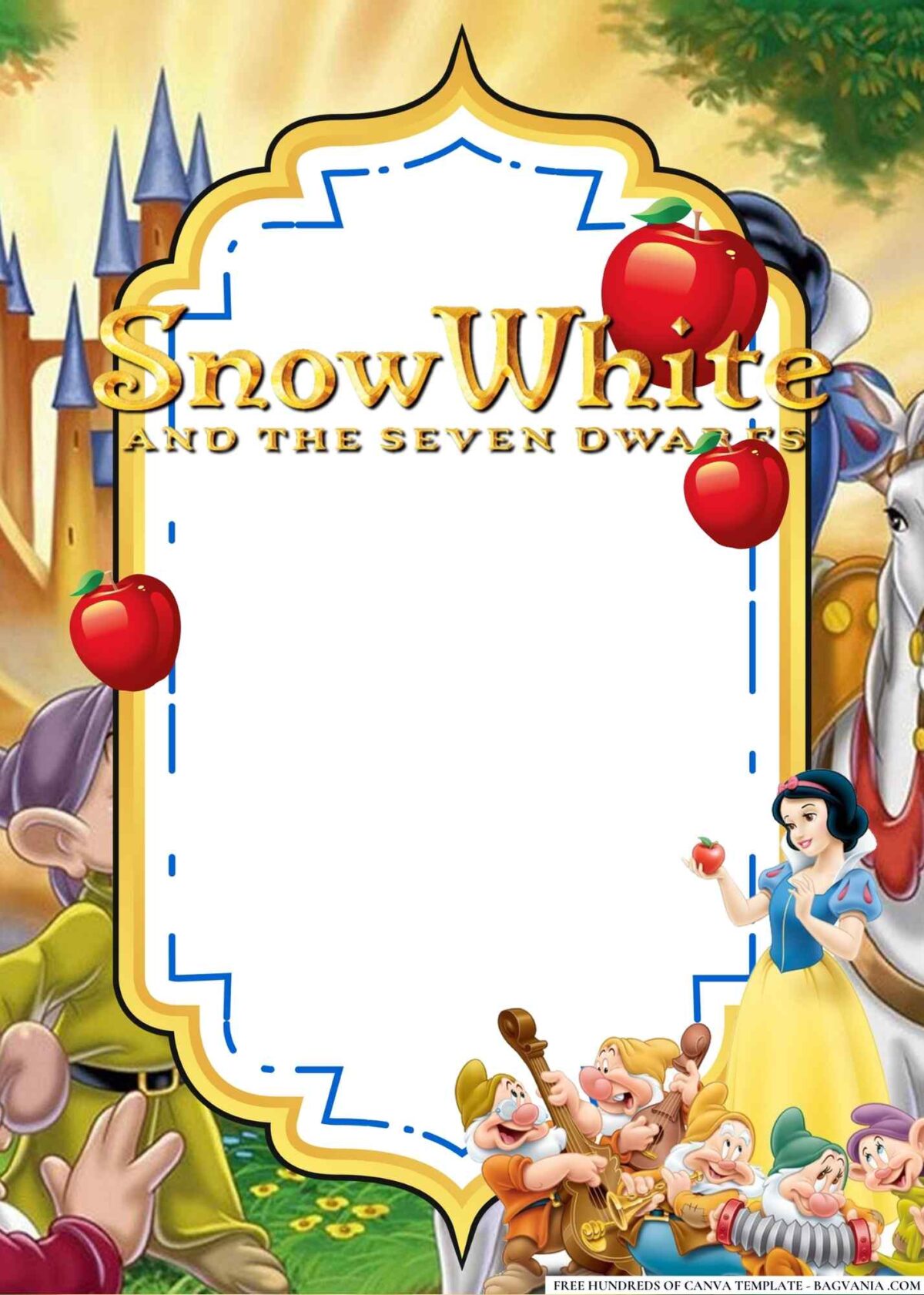 FREE Editable Snow White and the Seven Dwarfs Birthday Invitations