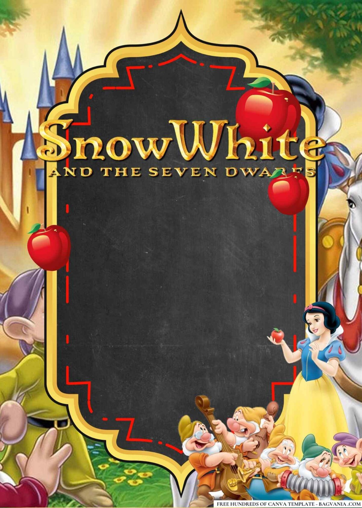 FREE Editable Snow White and the Seven Dwarfs Birthday Invitations