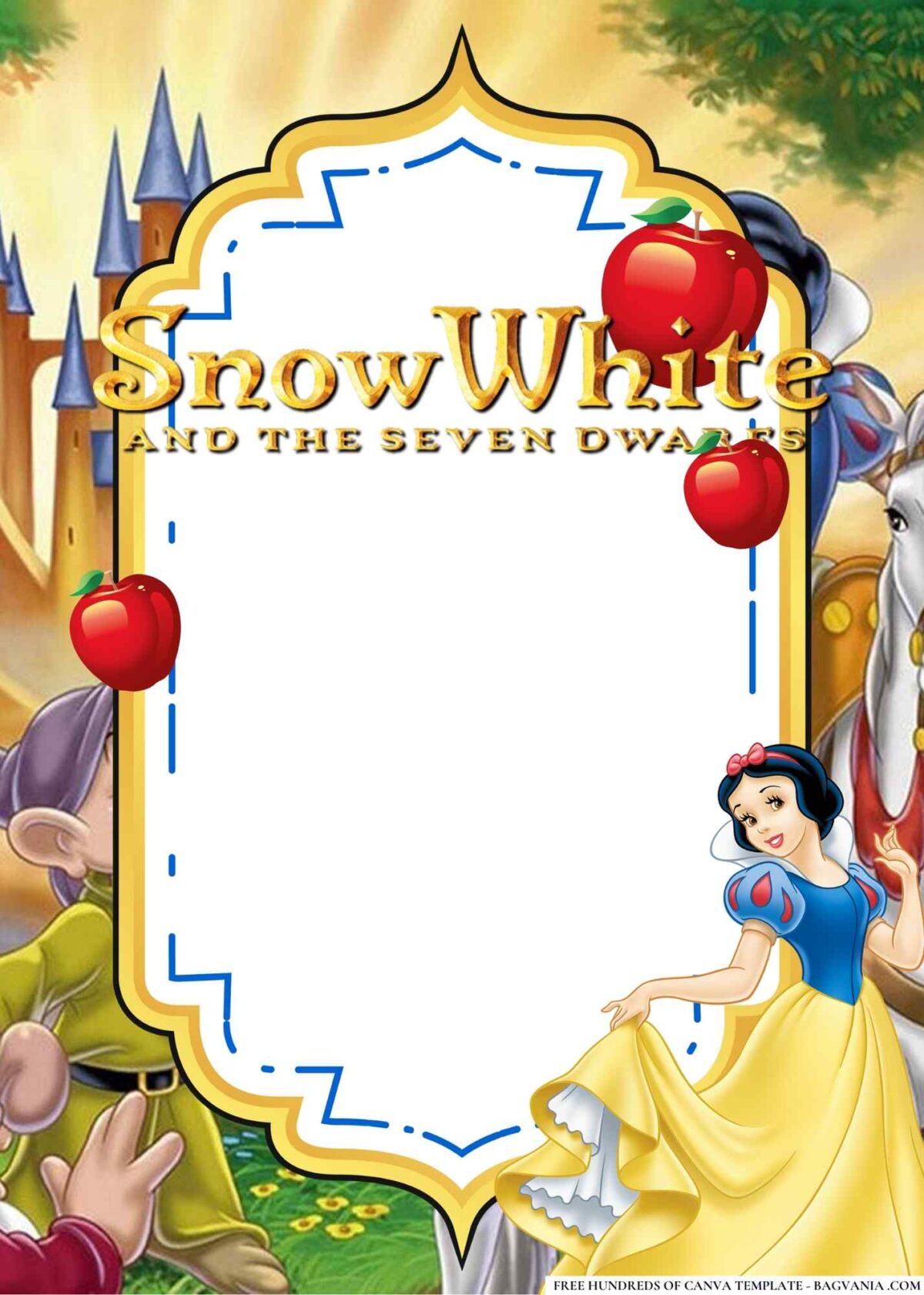 FREE Editable Snow White and the Seven Dwarfs Birthday Invitations