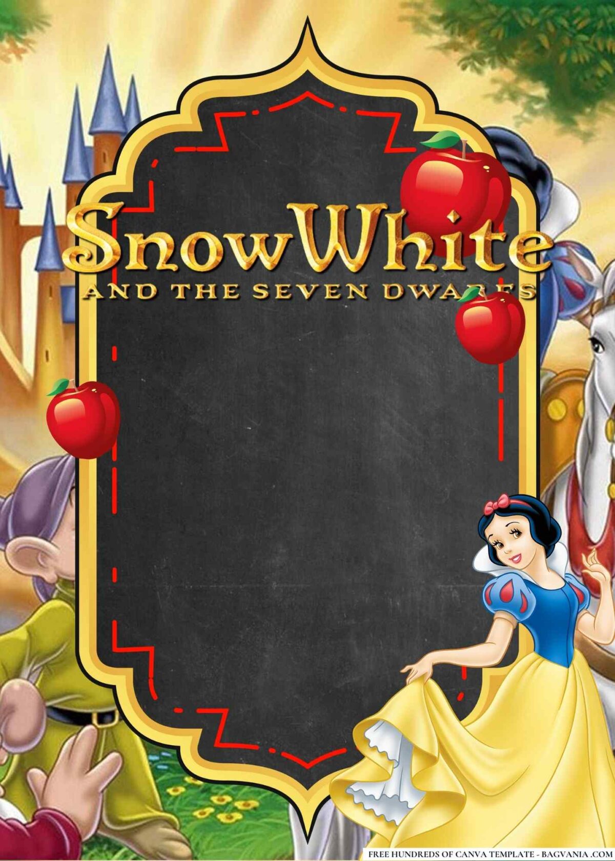 FREE Editable Snow White and the Seven Dwarfs Birthday Invitations