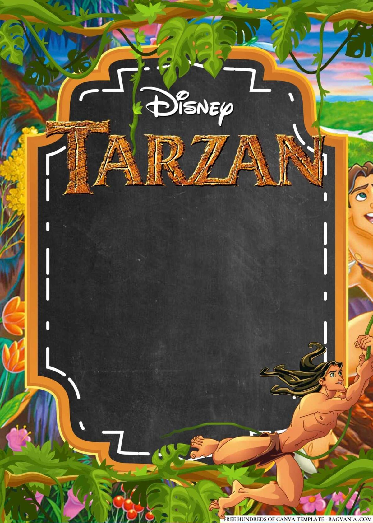 FREE Editable Tarzan Birthday Invitations