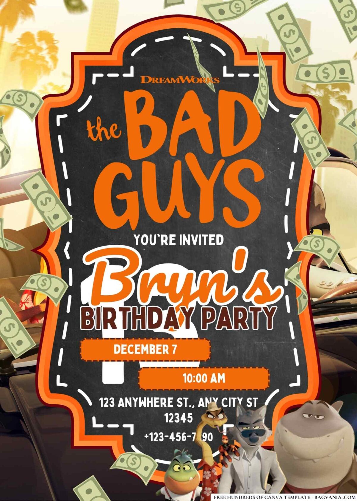 FREE Editable The Bad Guys Birthday Invitations